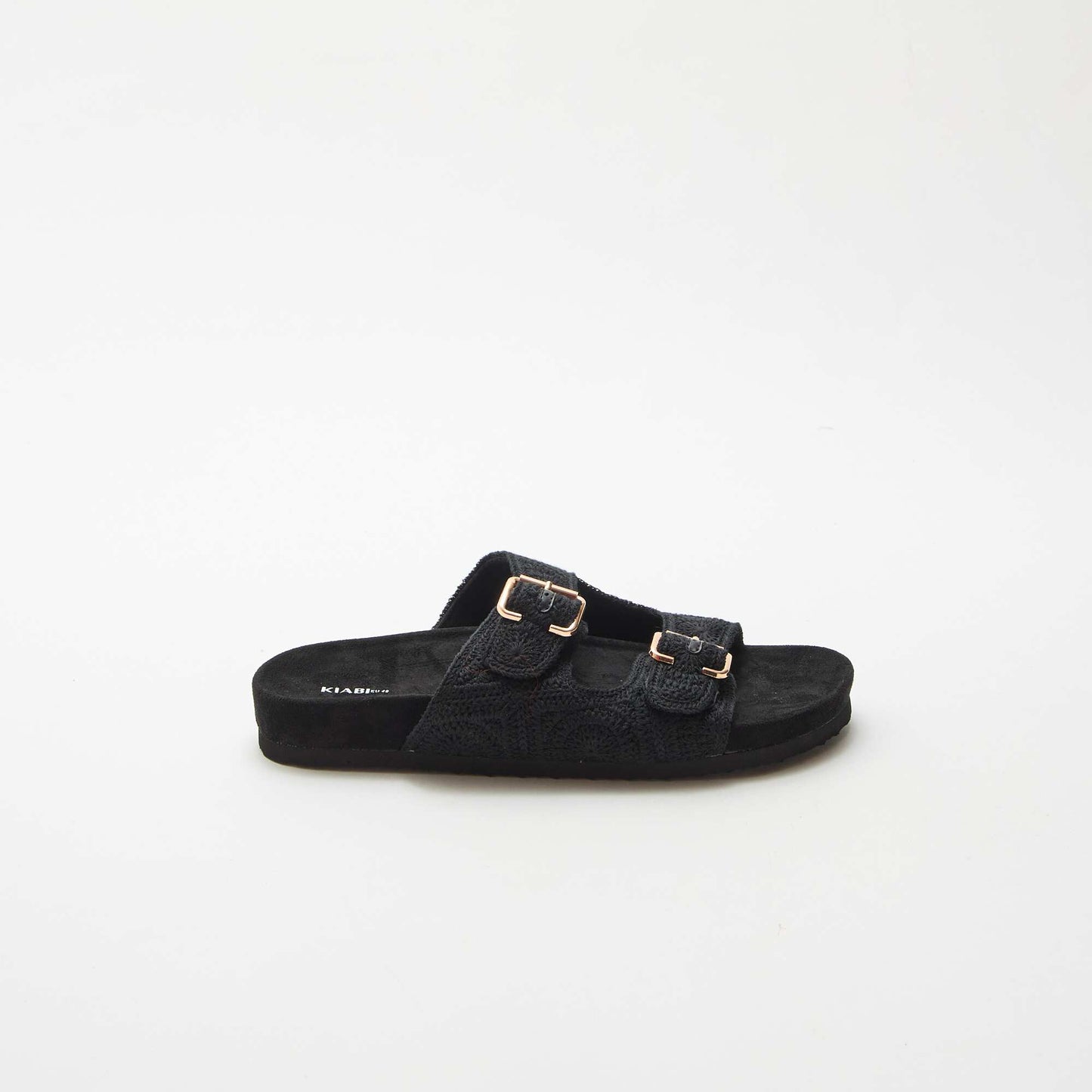 Mules à double bride en macramé NOIR