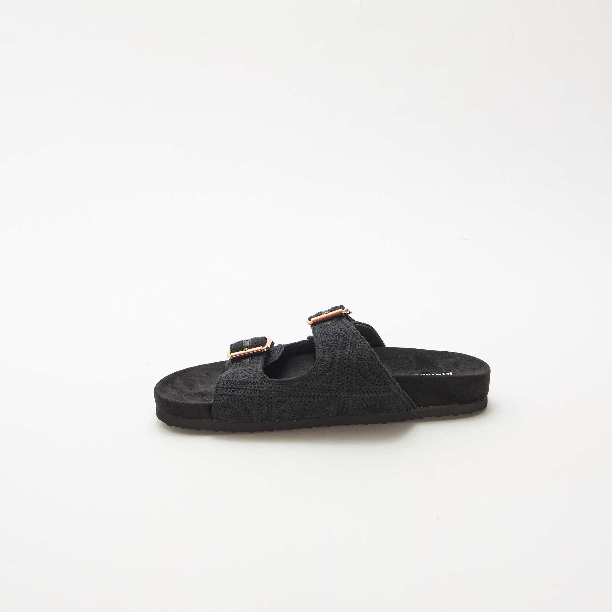 Mules à double bride en macramé NOIR