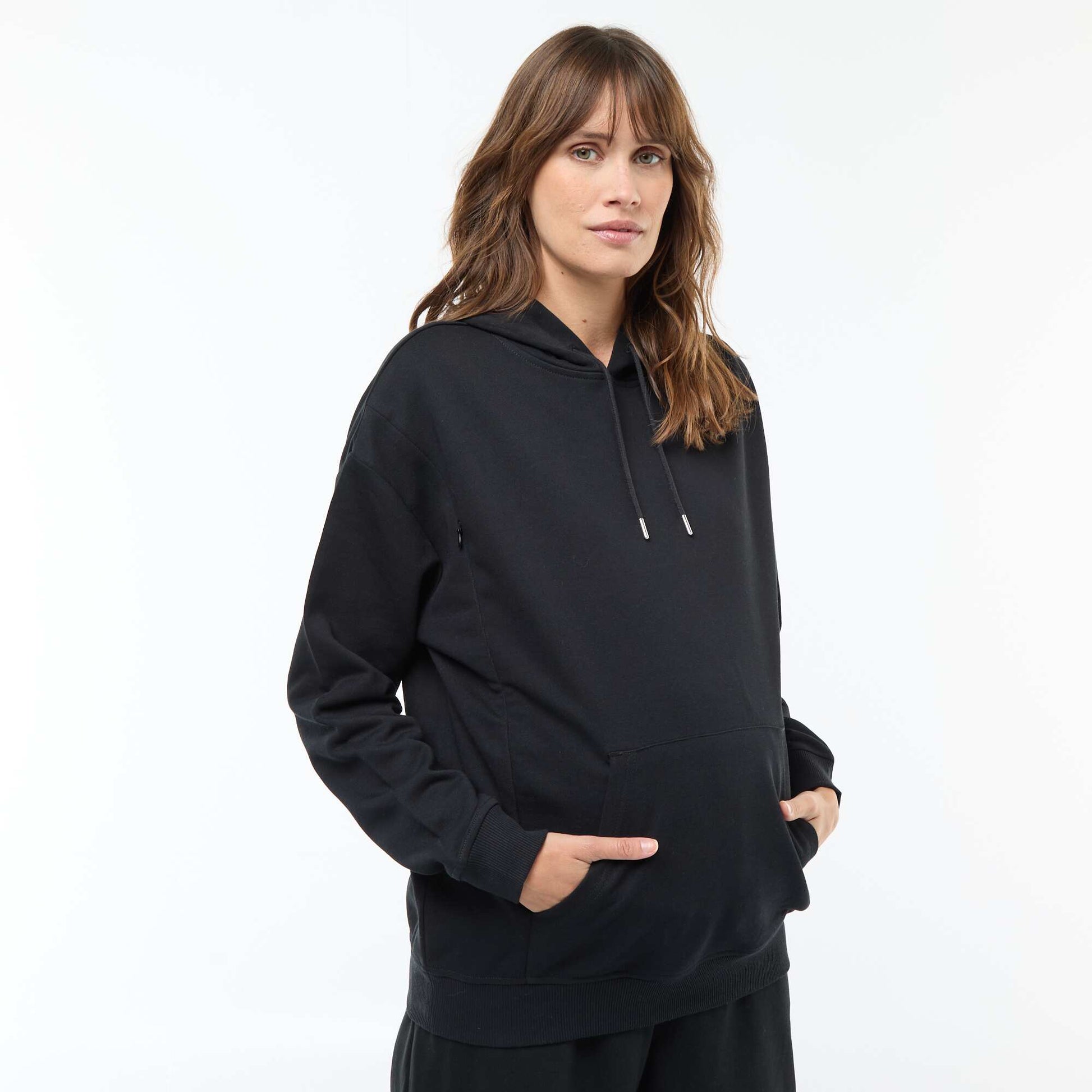 Sweat à capuche d'allaitement NOIR