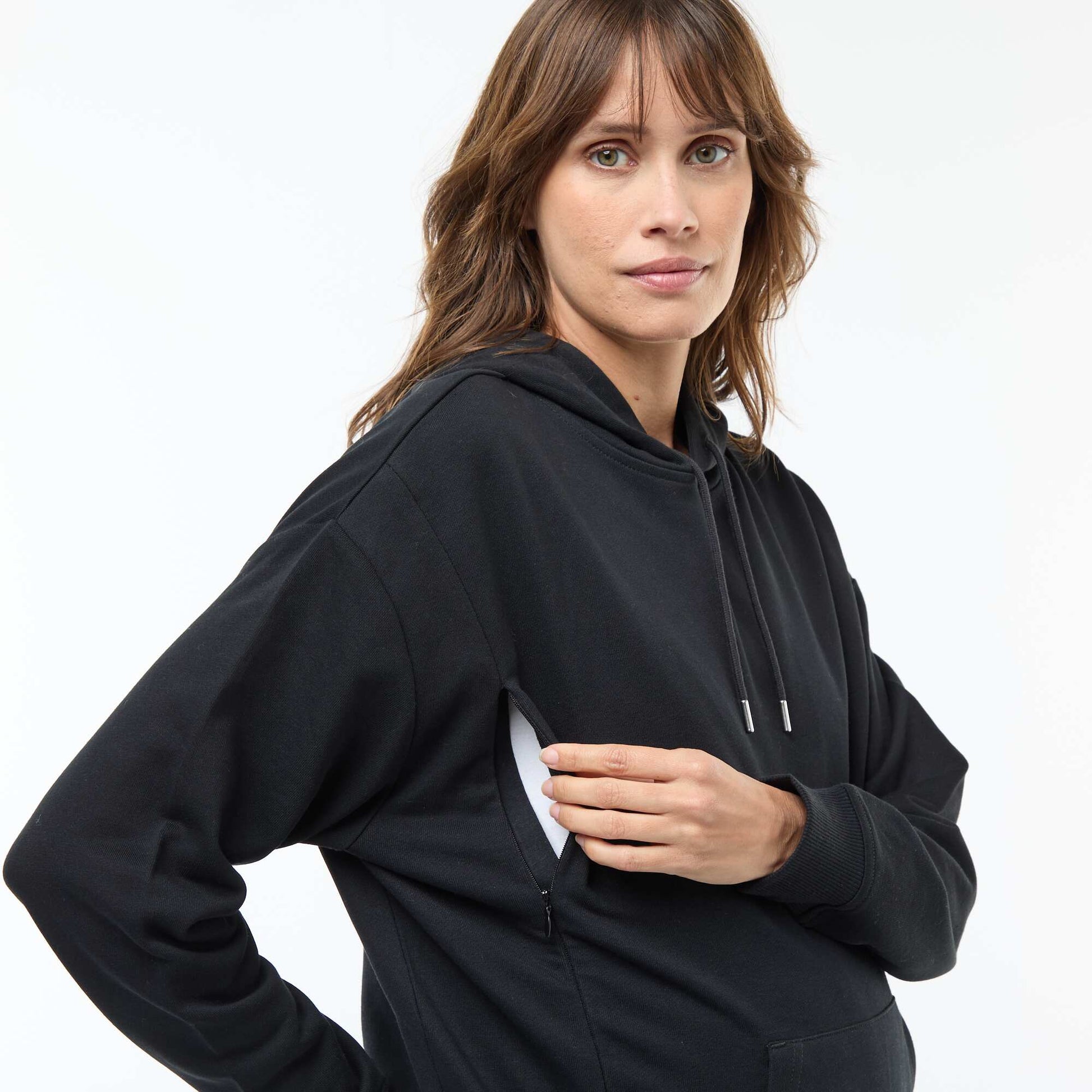 Sweat à capuche d'allaitement NOIR