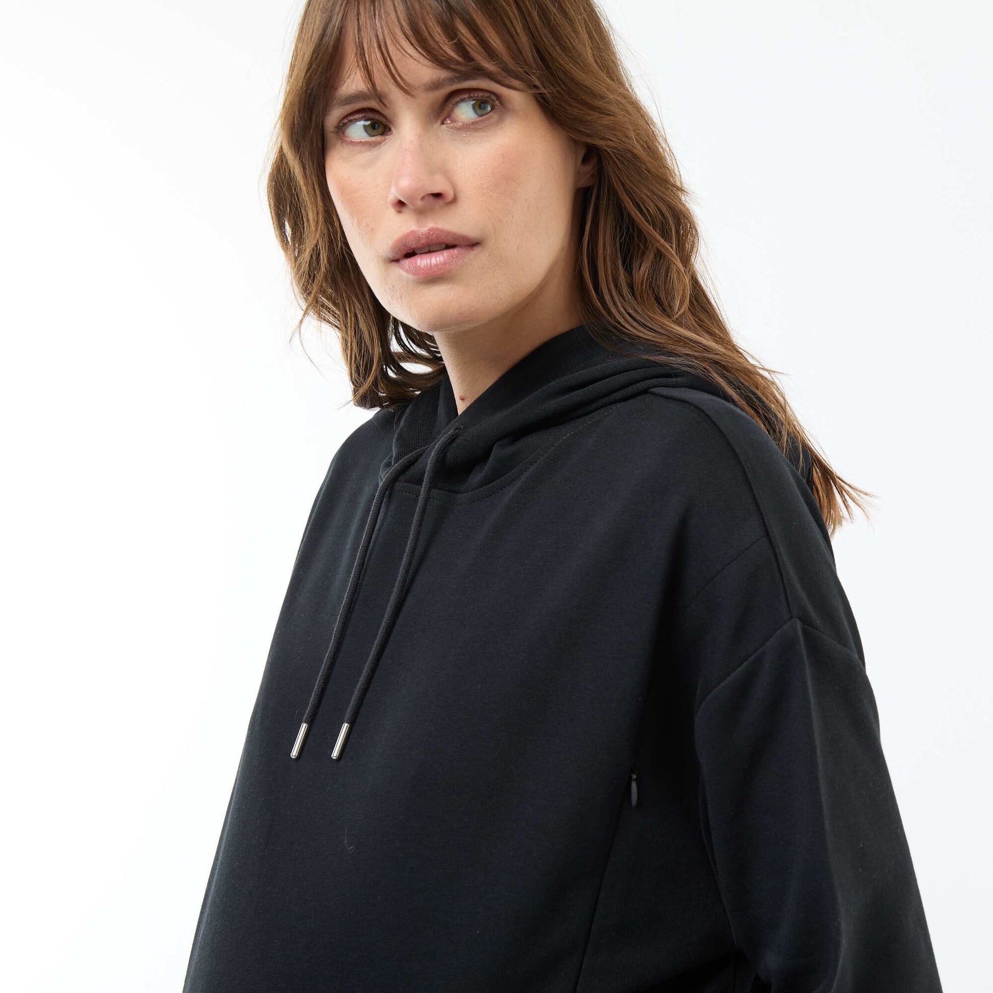 Sweat à capuche d'allaitement NOIR