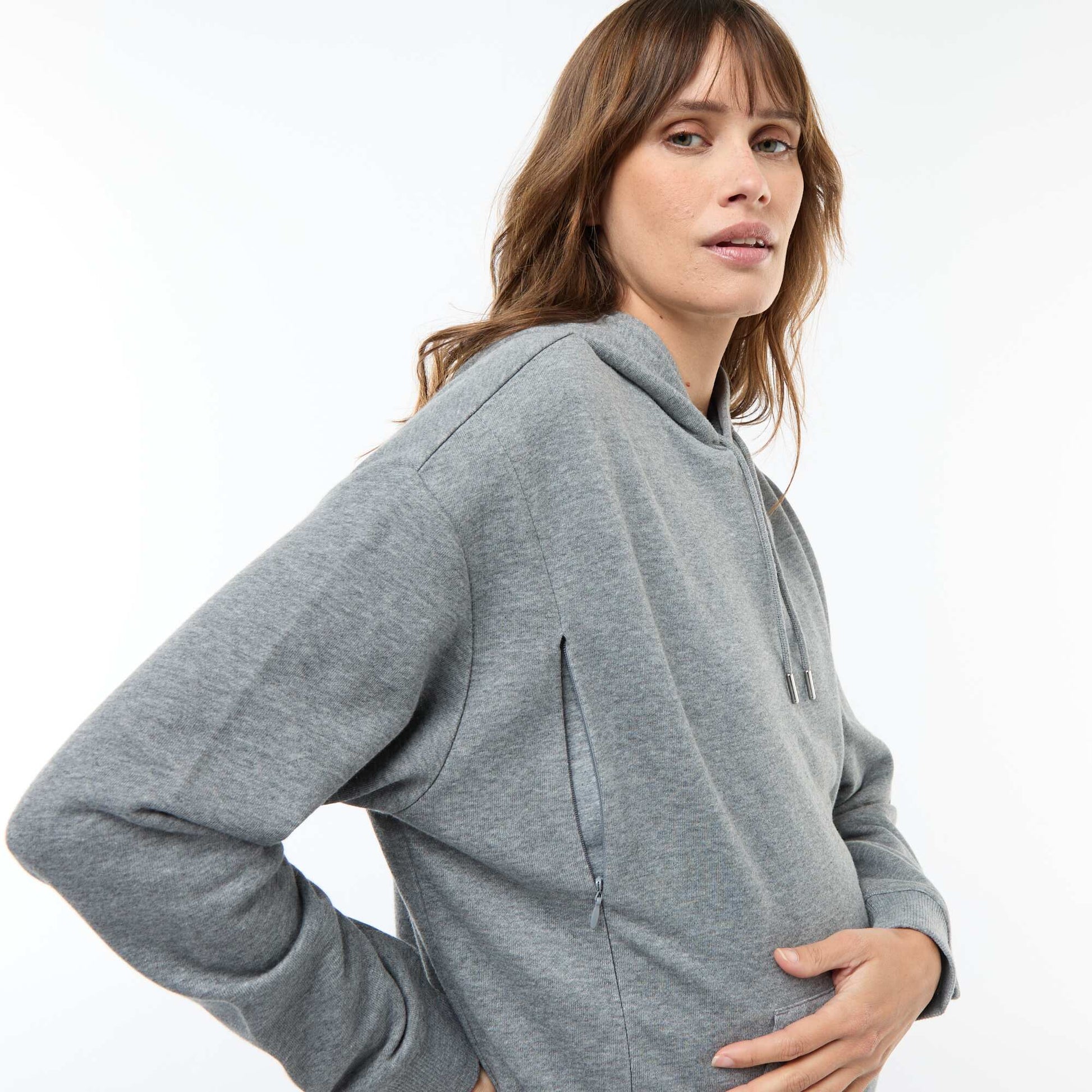 Sweat à capuche d'allaitement GRIS