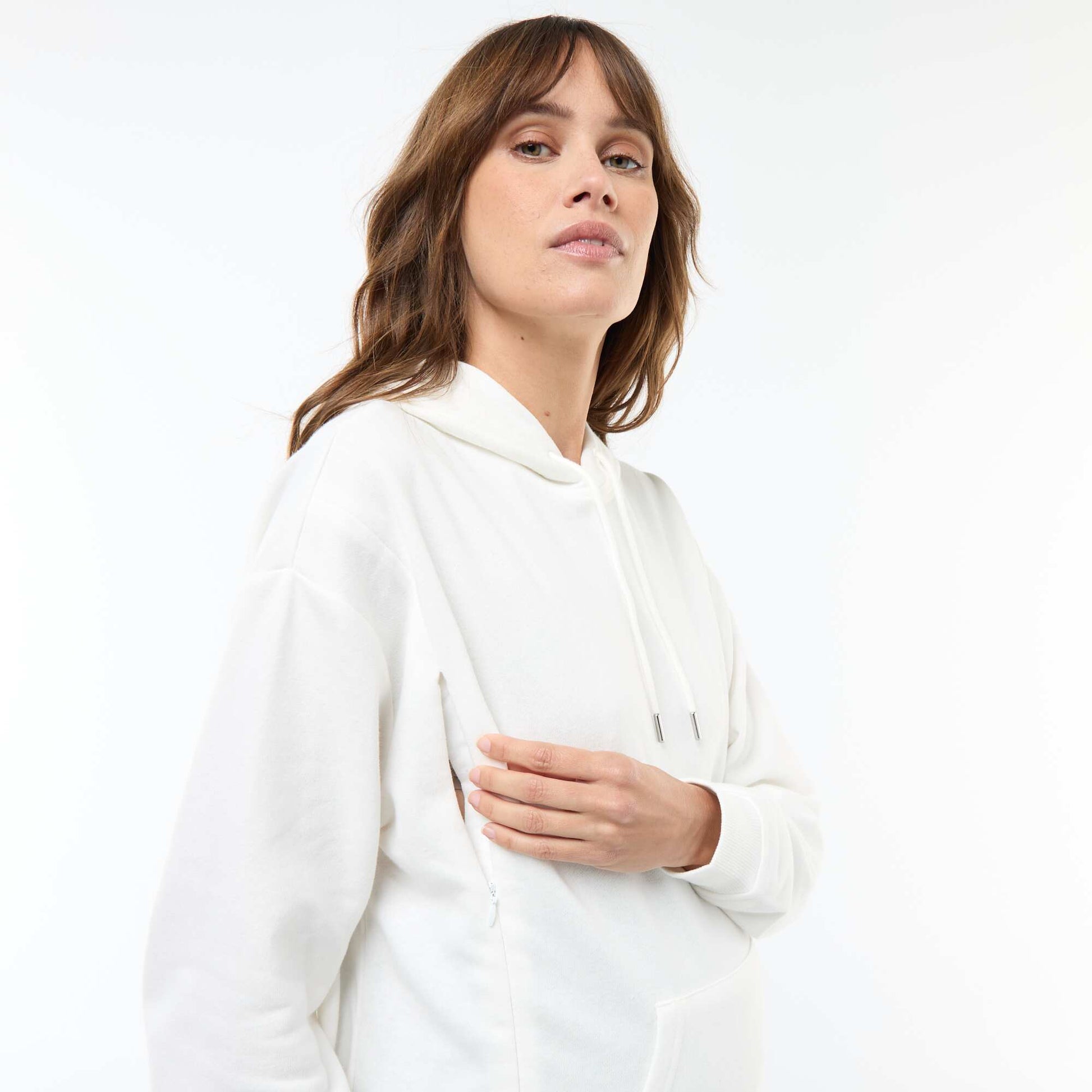 Sweat à capuche d'allaitement BLANC