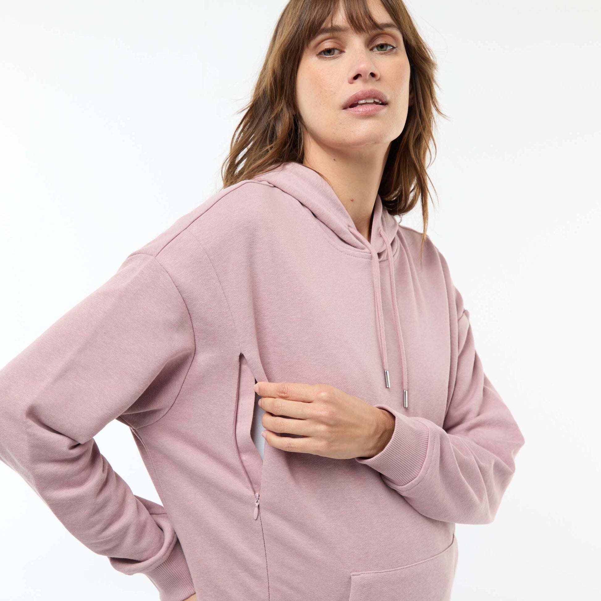 Sweat à capuche d'allaitement ROSE