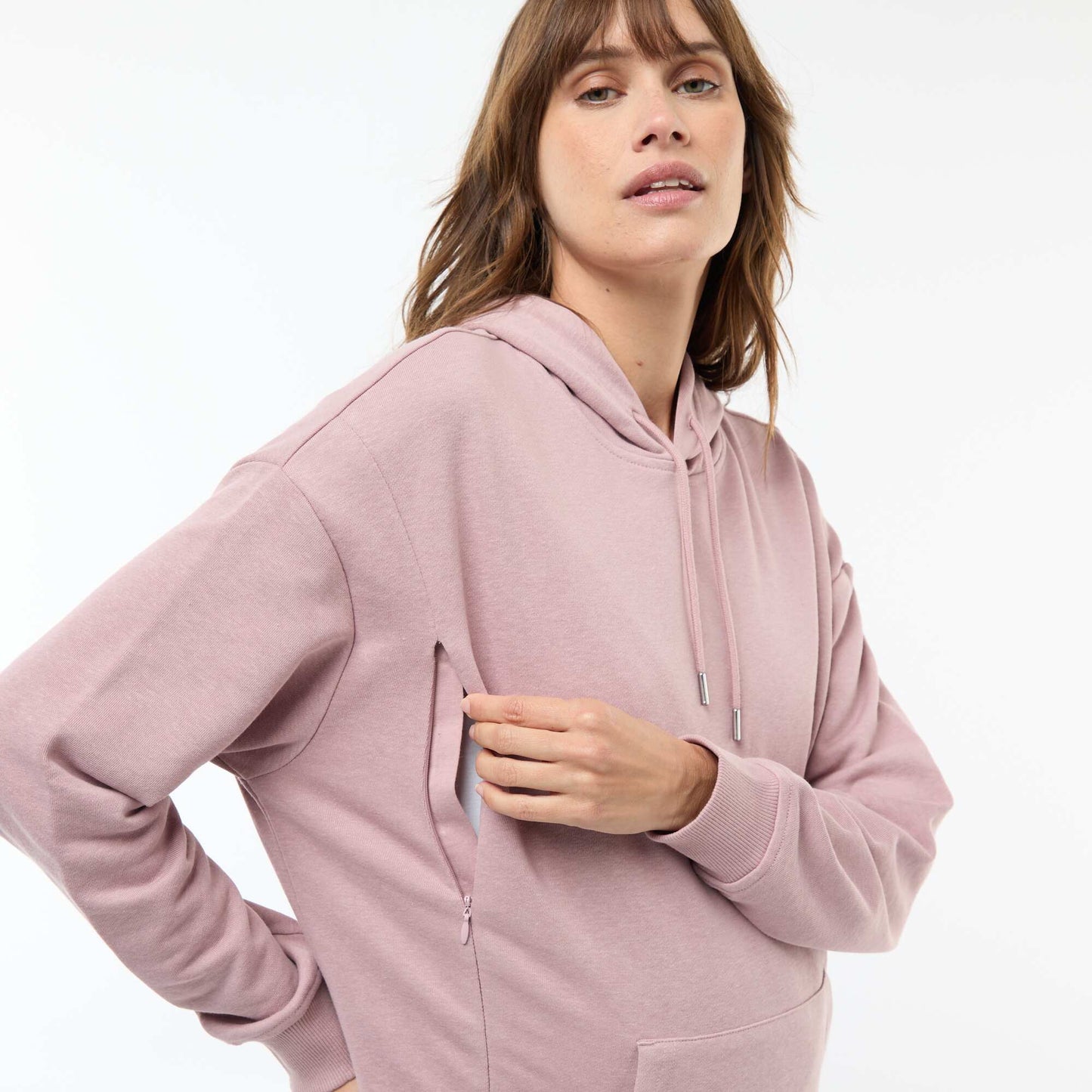 Sweat à capuche d'allaitement ROSE