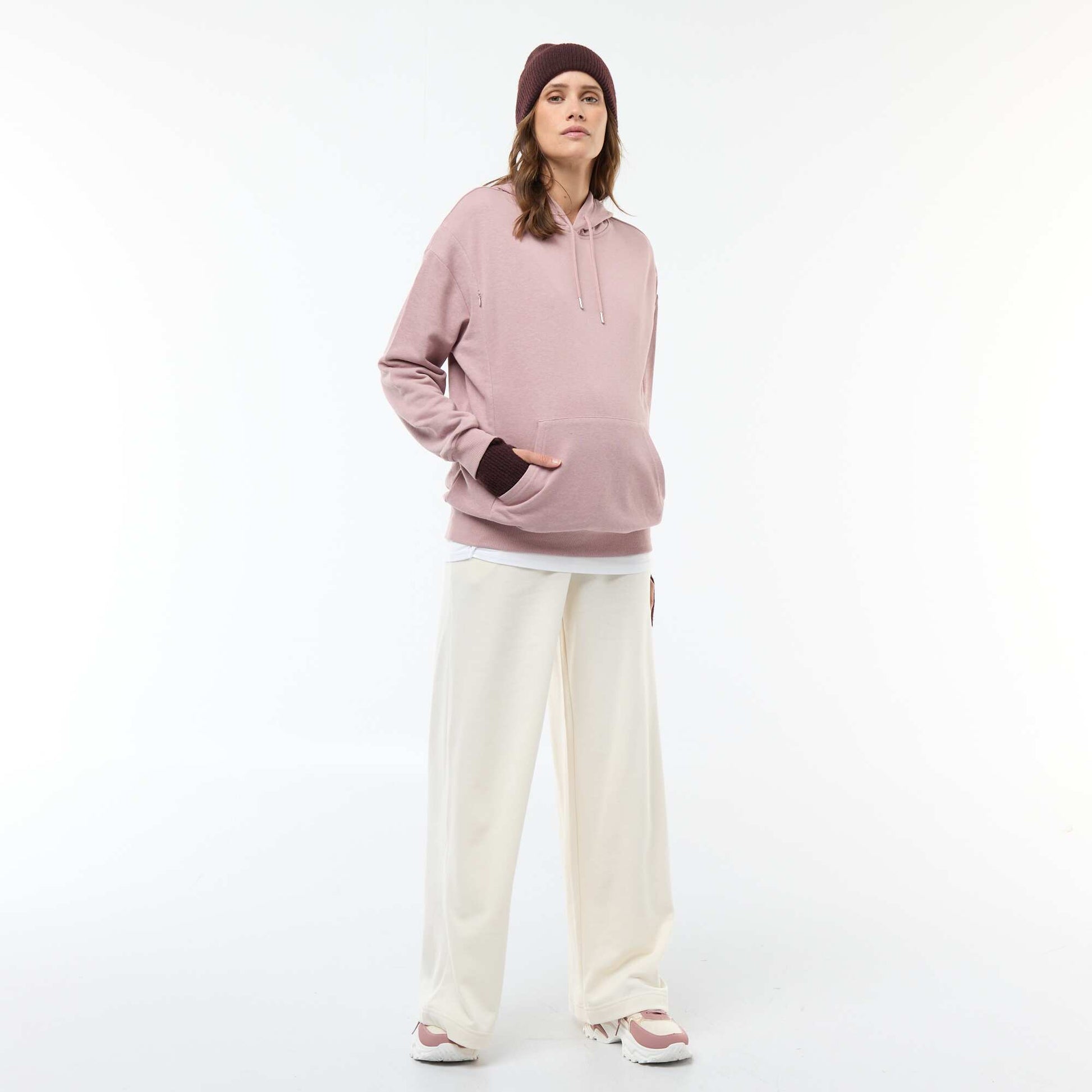Sweat à capuche d'allaitement ROSE