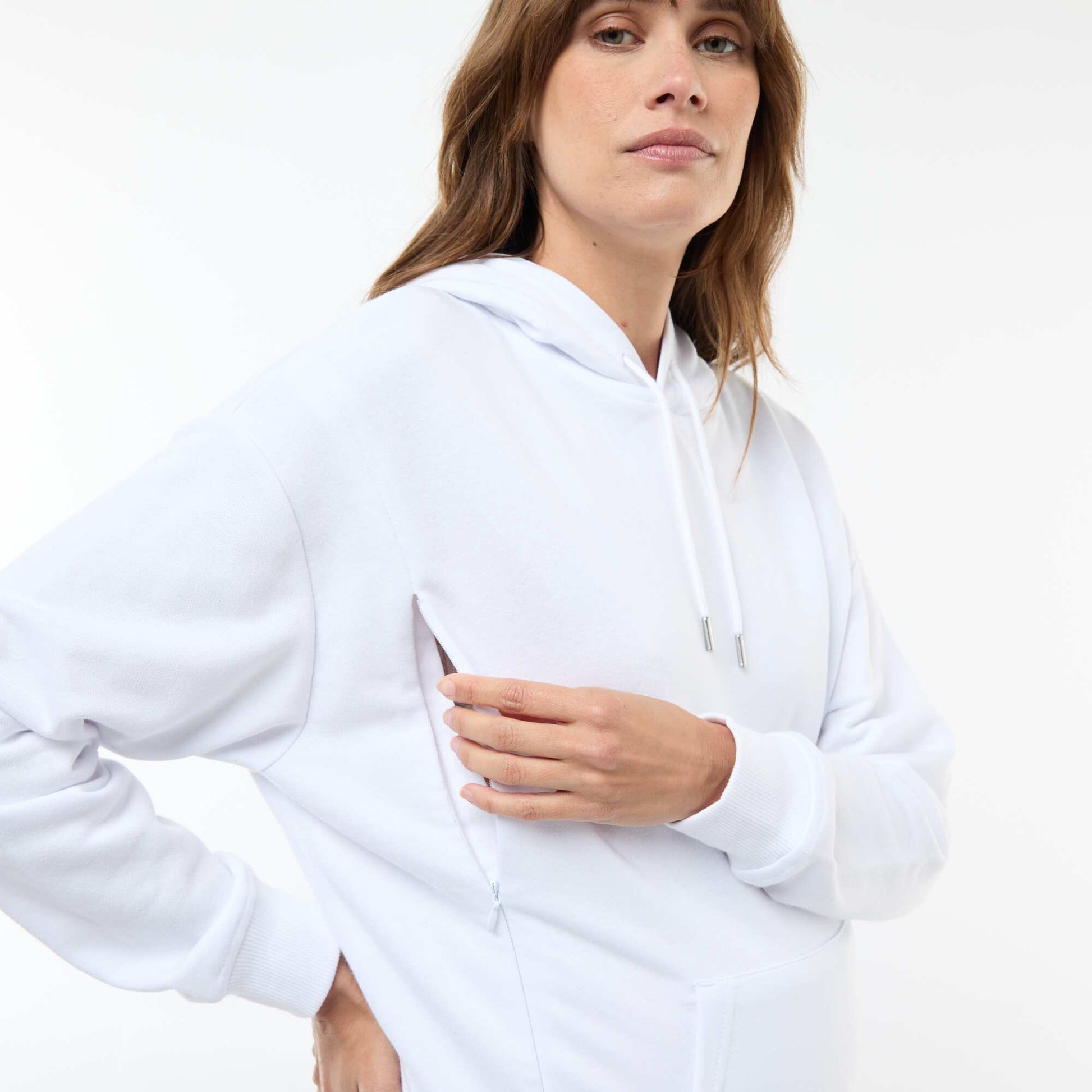 Sweat à capuche d'allaitement BLANC