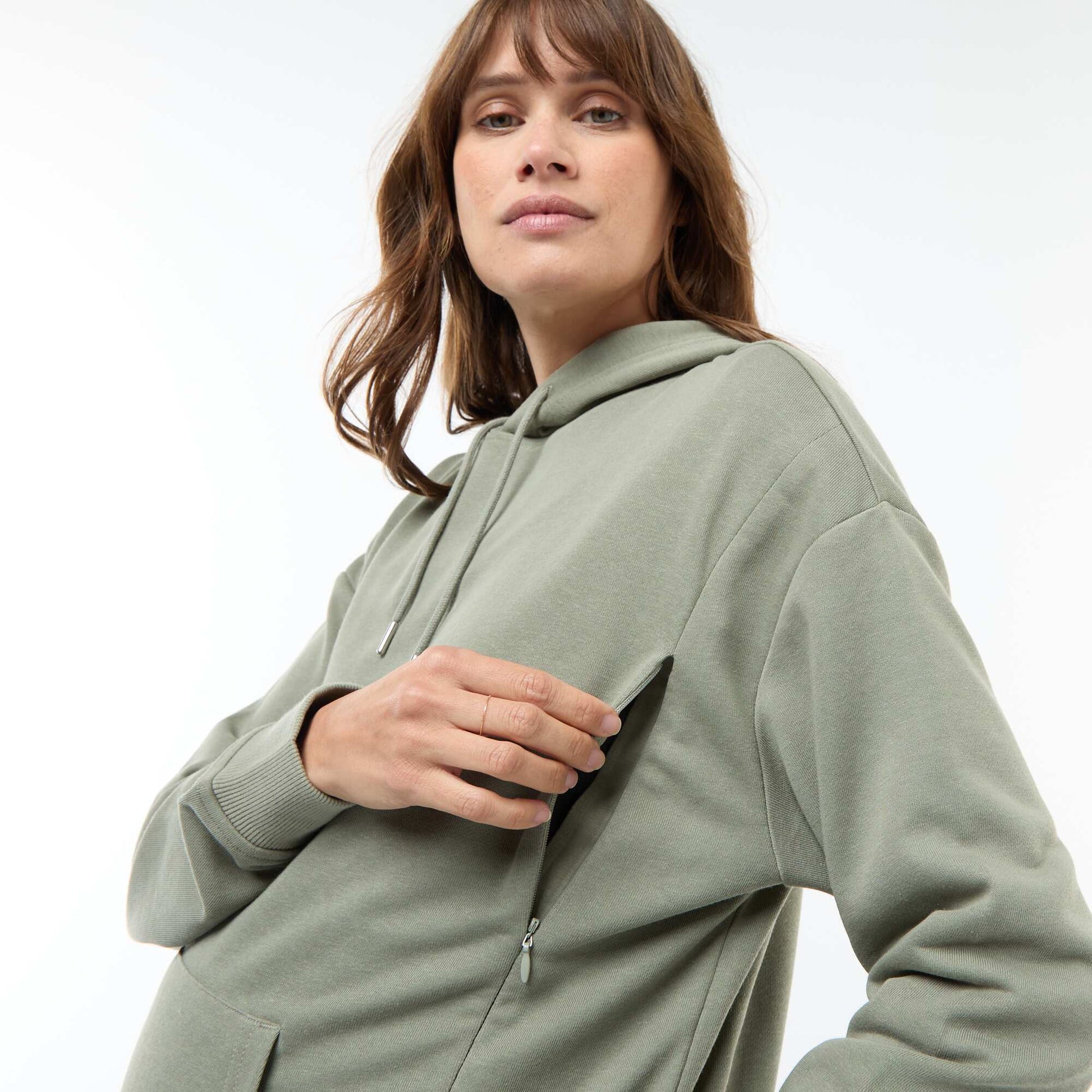 Sweat à capuche d'allaitement VERT