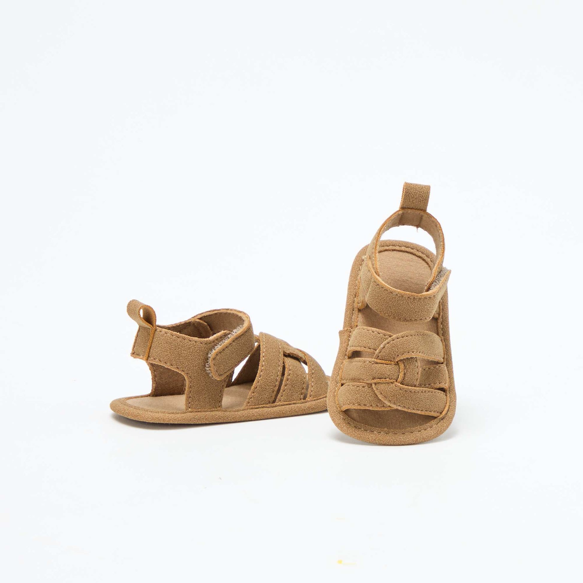 Sandales en tissu avec brides croisées MARRON