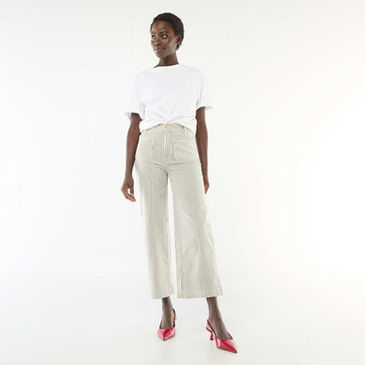 Pantalon wide leg coloré BLANC RAYé
