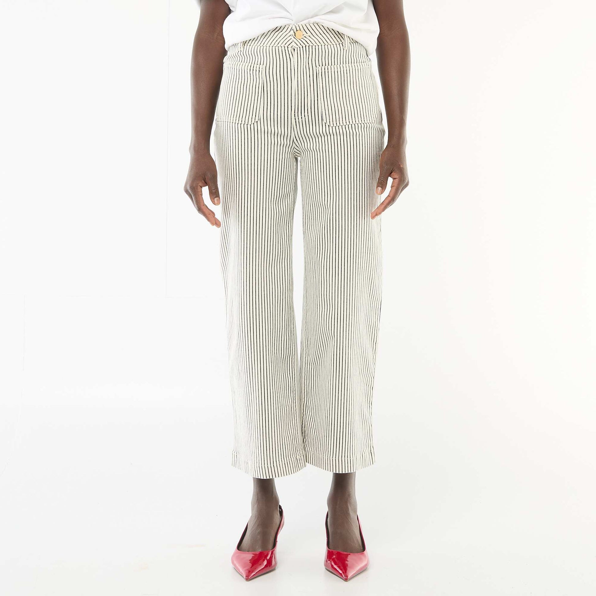 Pantalon wide leg coloré BLANC RAYé