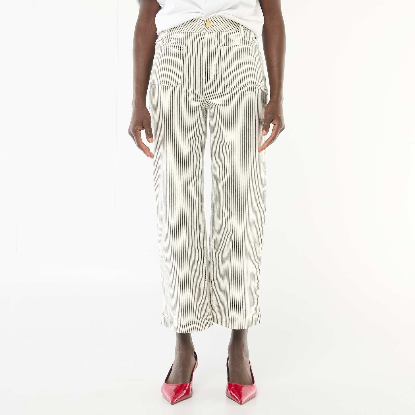Pantalon wide leg coloré BLANC RAYé