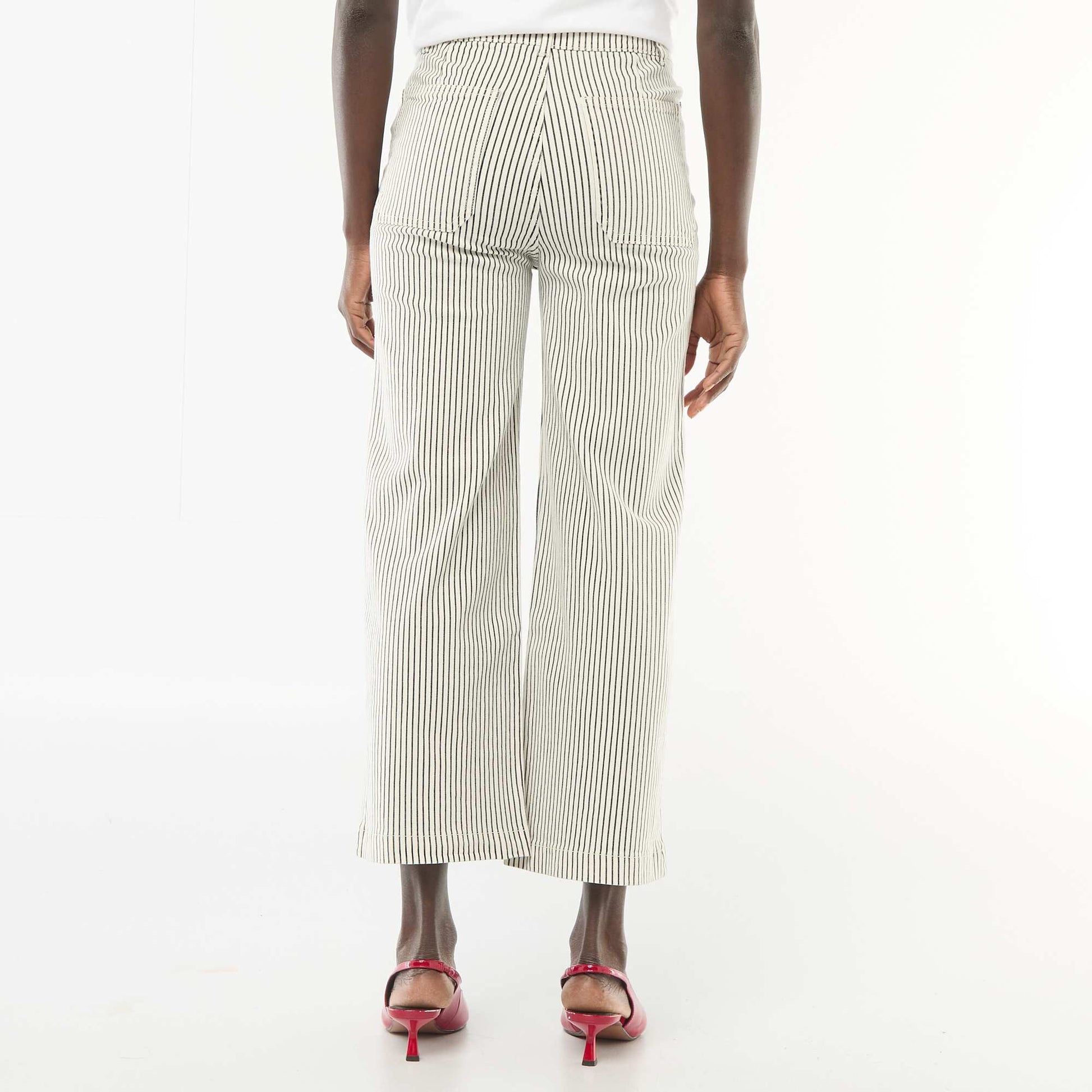 Pantalon wide leg coloré BLANC RAYé