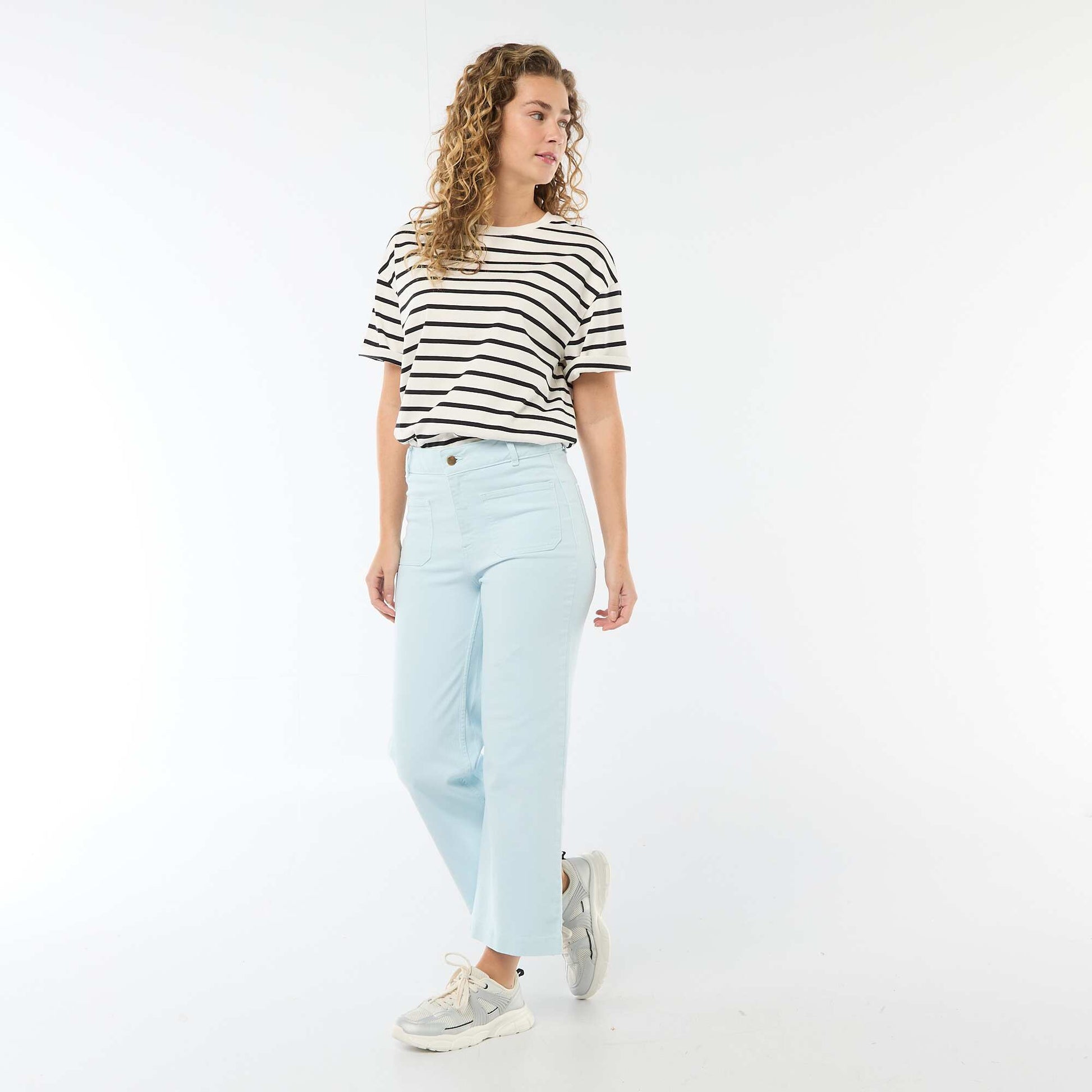 Pantalon wide leg coloré BLEU