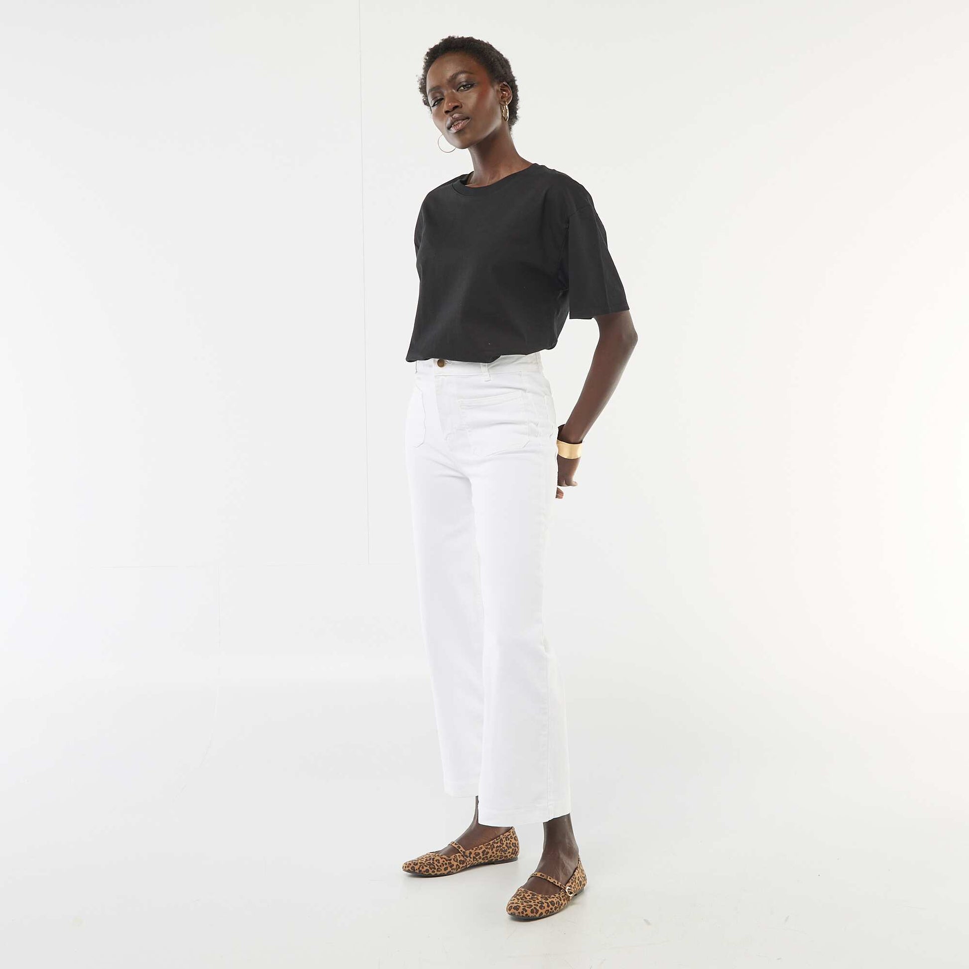 Pantalon wide leg coloré BLANC