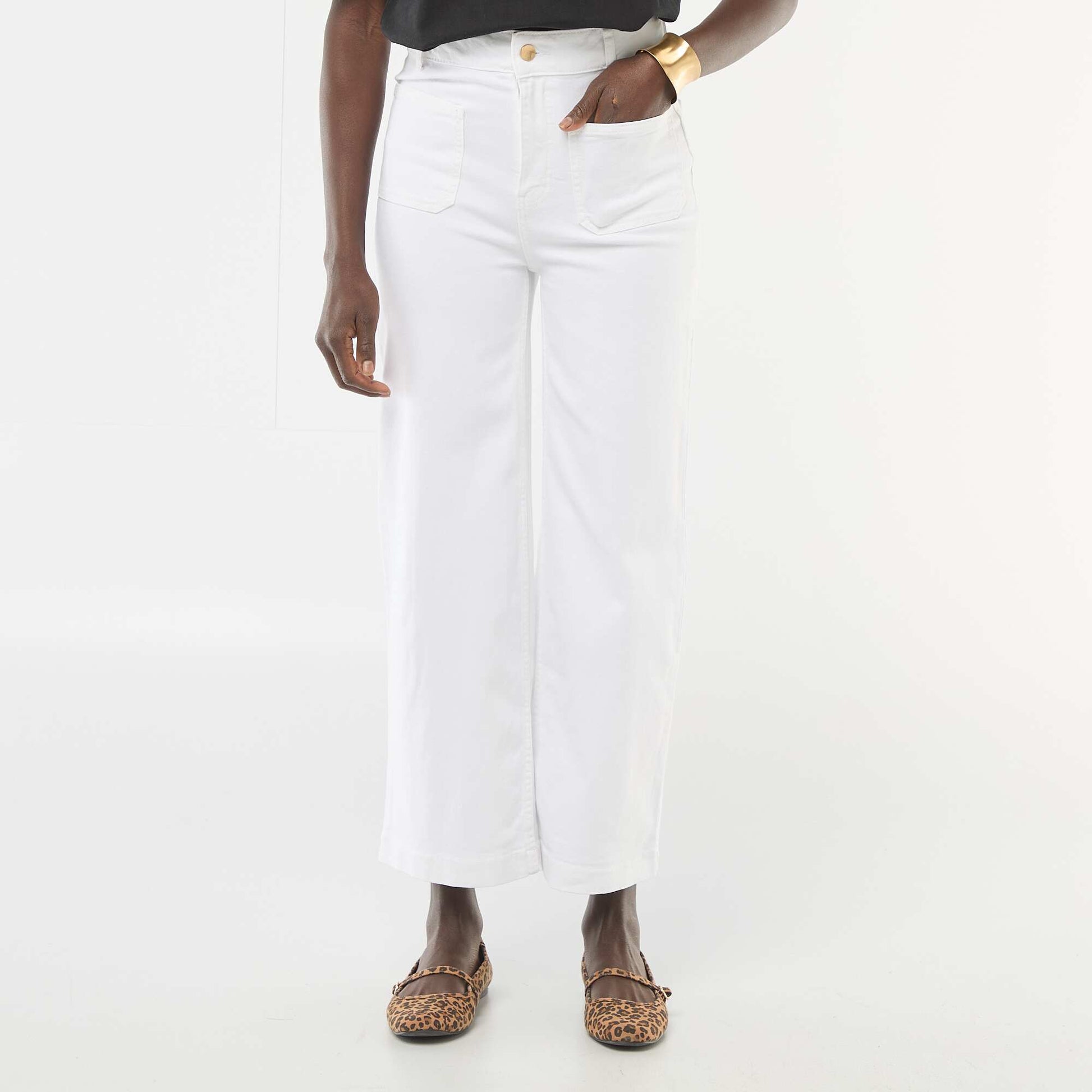 Pantalon wide leg coloré BLANC