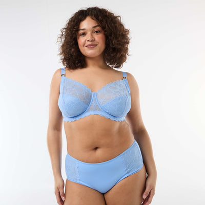 Culottes taille haute avec dentelle BLEU