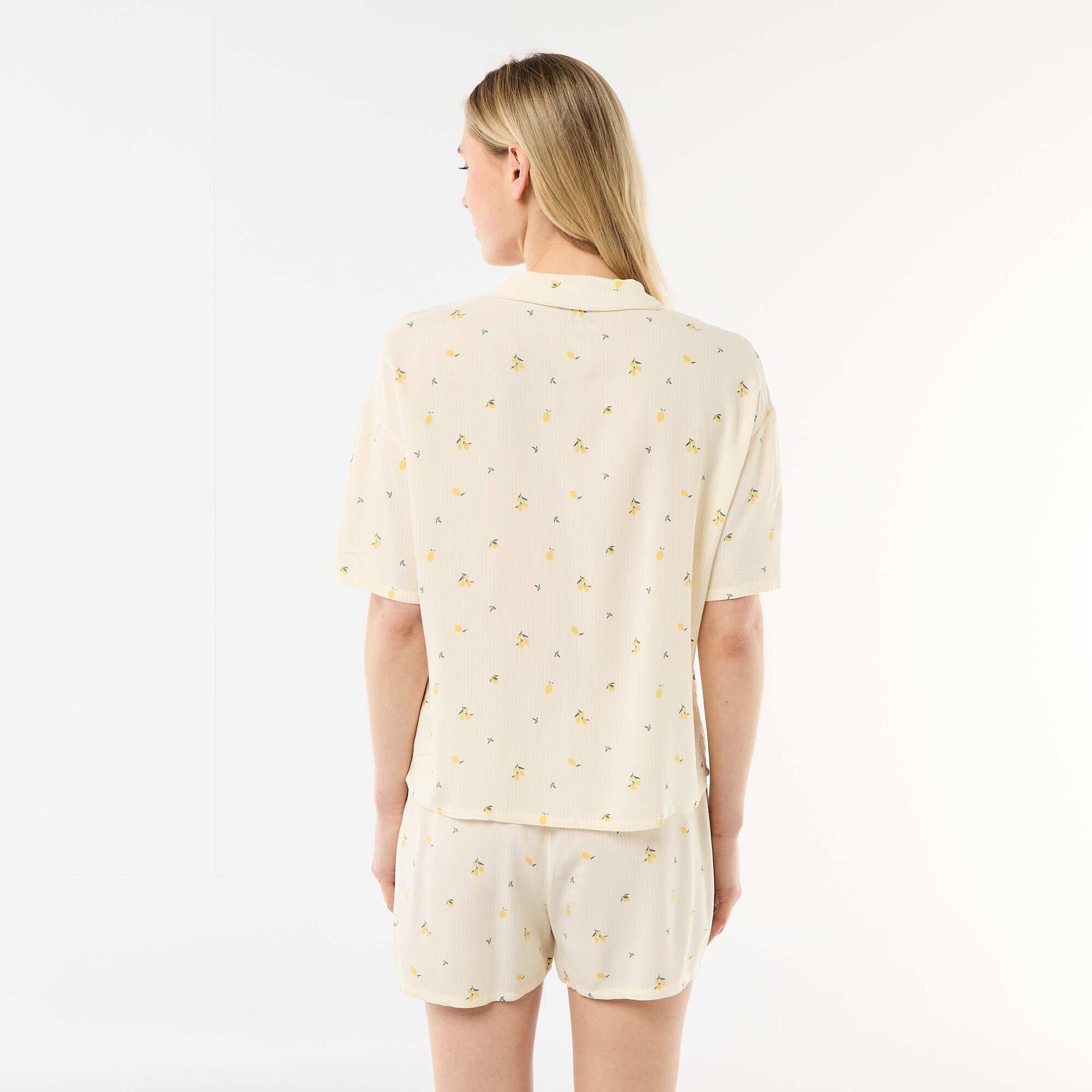 Ensemble de pyjama all-over rayé haut + short JAUNE