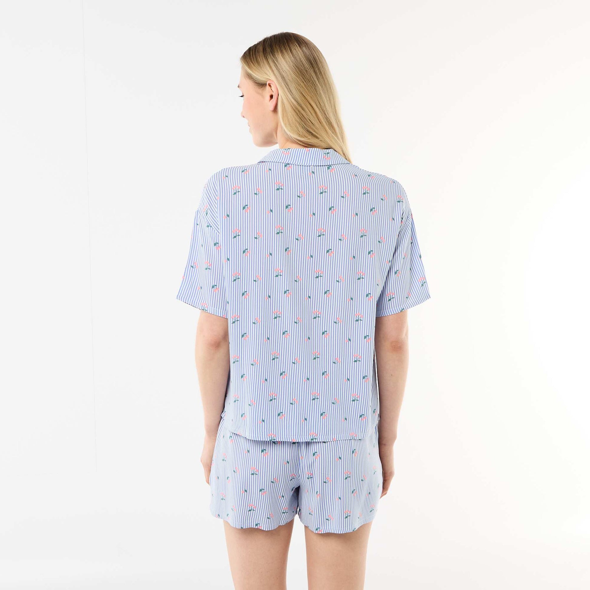 Ensemble de pyjama all-over rayé haut + short BLEU