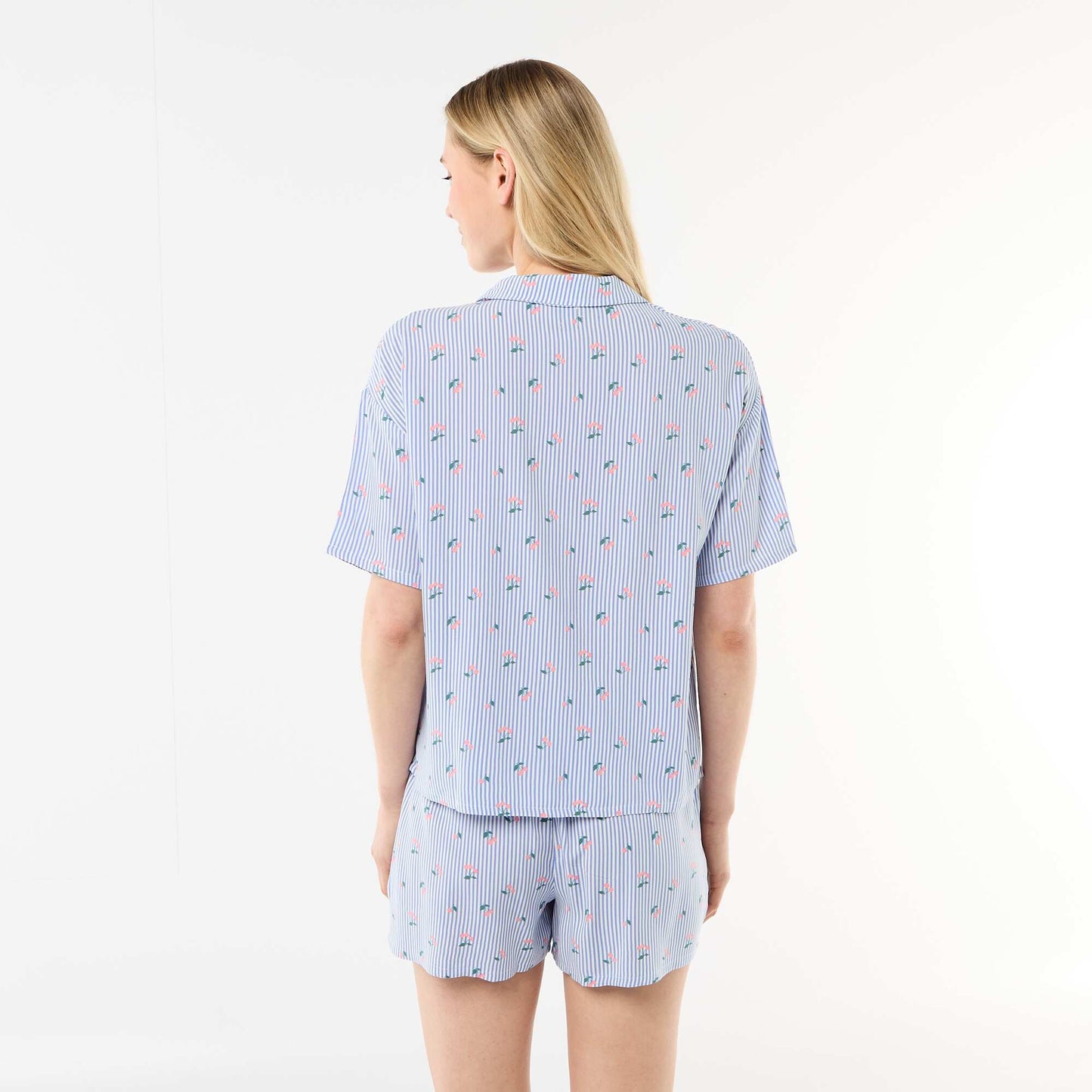 Ensemble de pyjama all-over rayé haut + short BLEU
