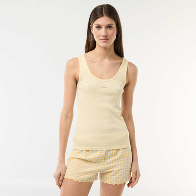 Ensemble pyjama court vichy - 2 pièces JAUNE