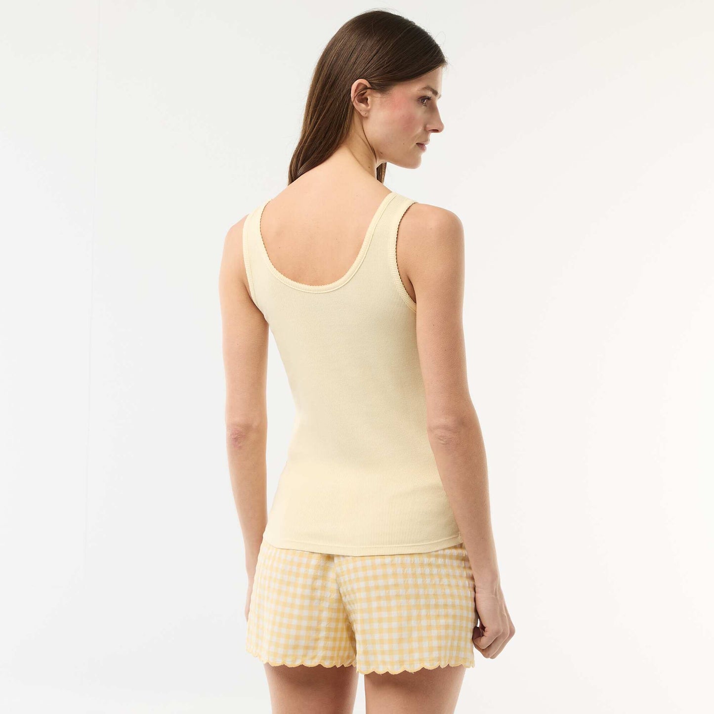 Ensemble pyjama court vichy - 2 pièces JAUNE