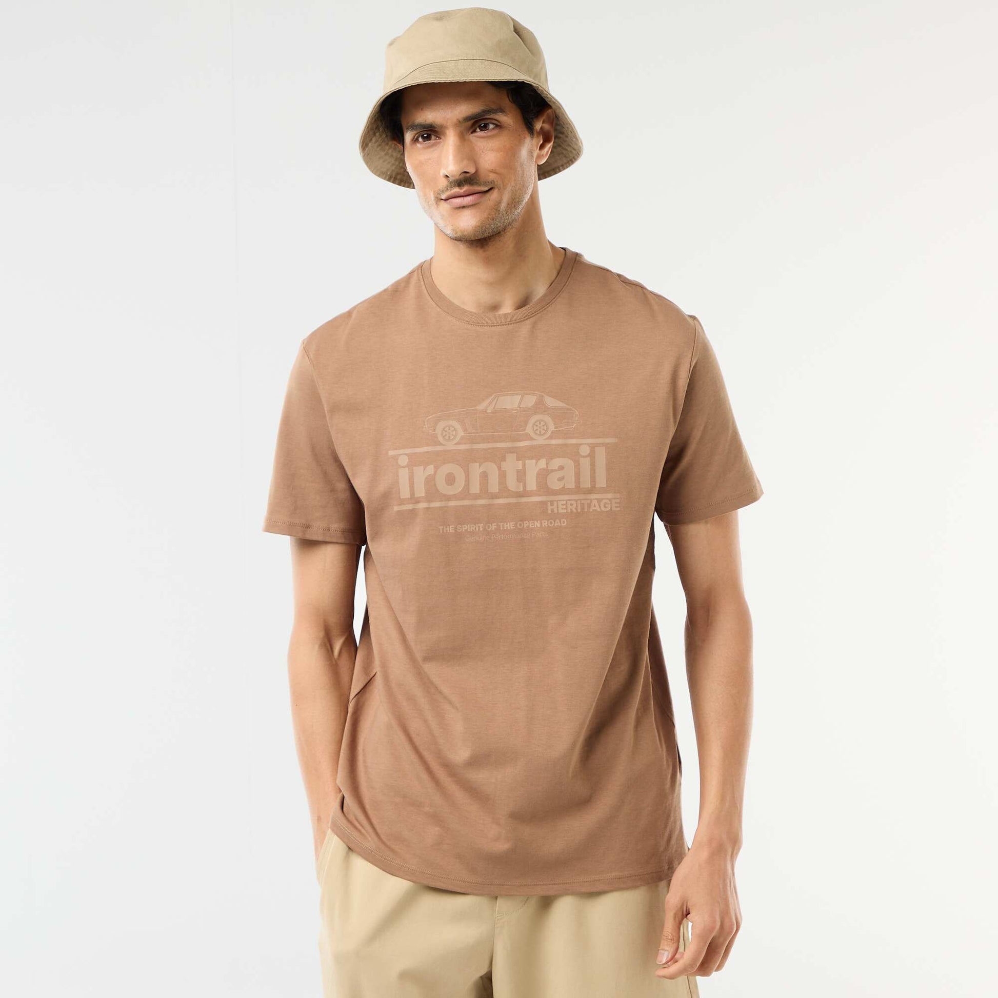 T-shirt imprimé fantaisie MARRON
