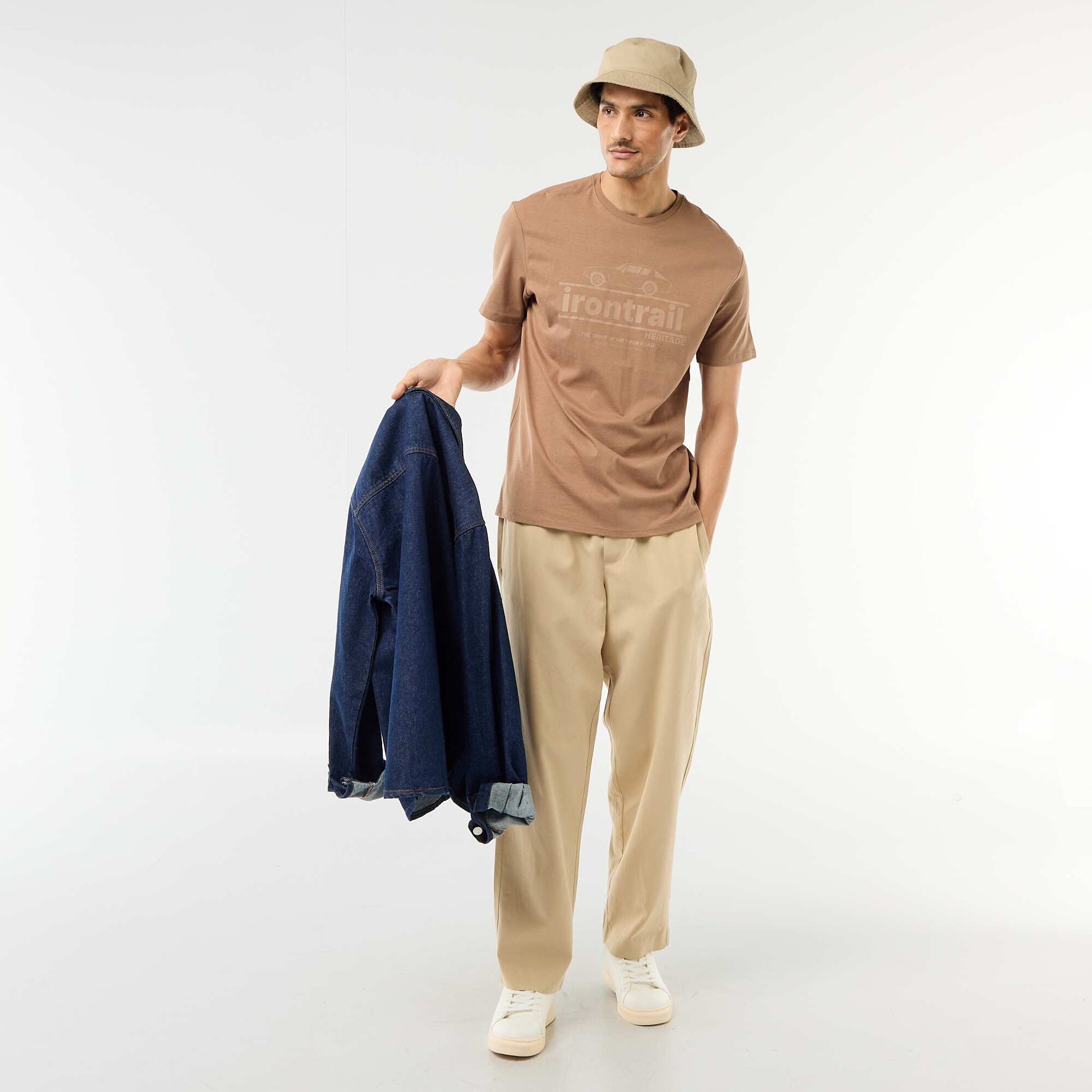T-shirt imprimé fantaisie MARRON