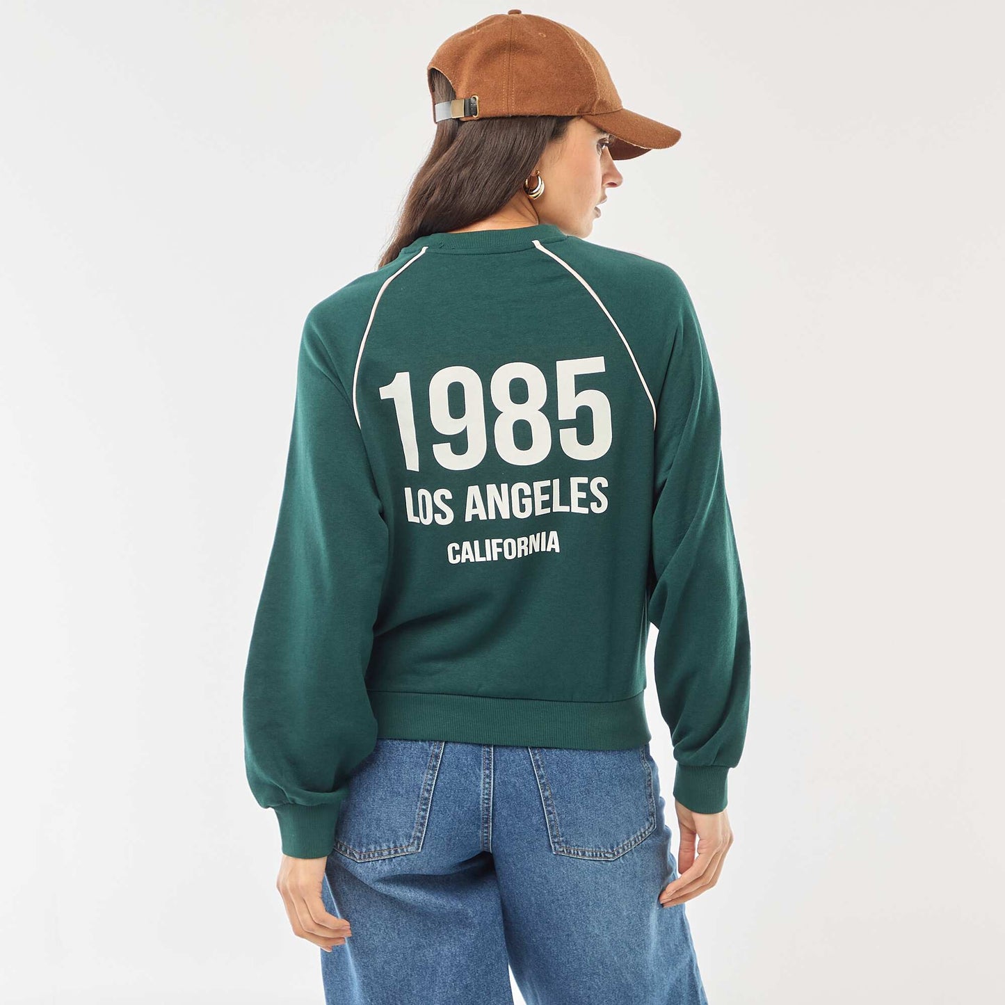 Sweat french terry avec bandes contrastées VERT