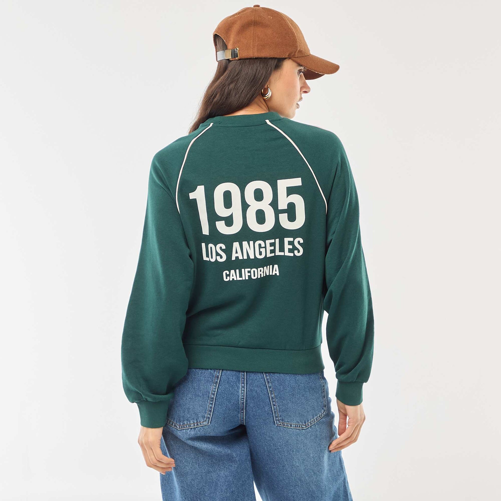 Sweat french terry avec bandes contrastées VERT