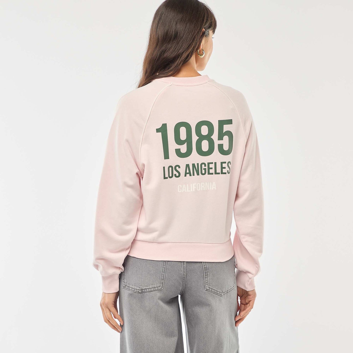 Sweat french terry avec bandes contrastées ROSE