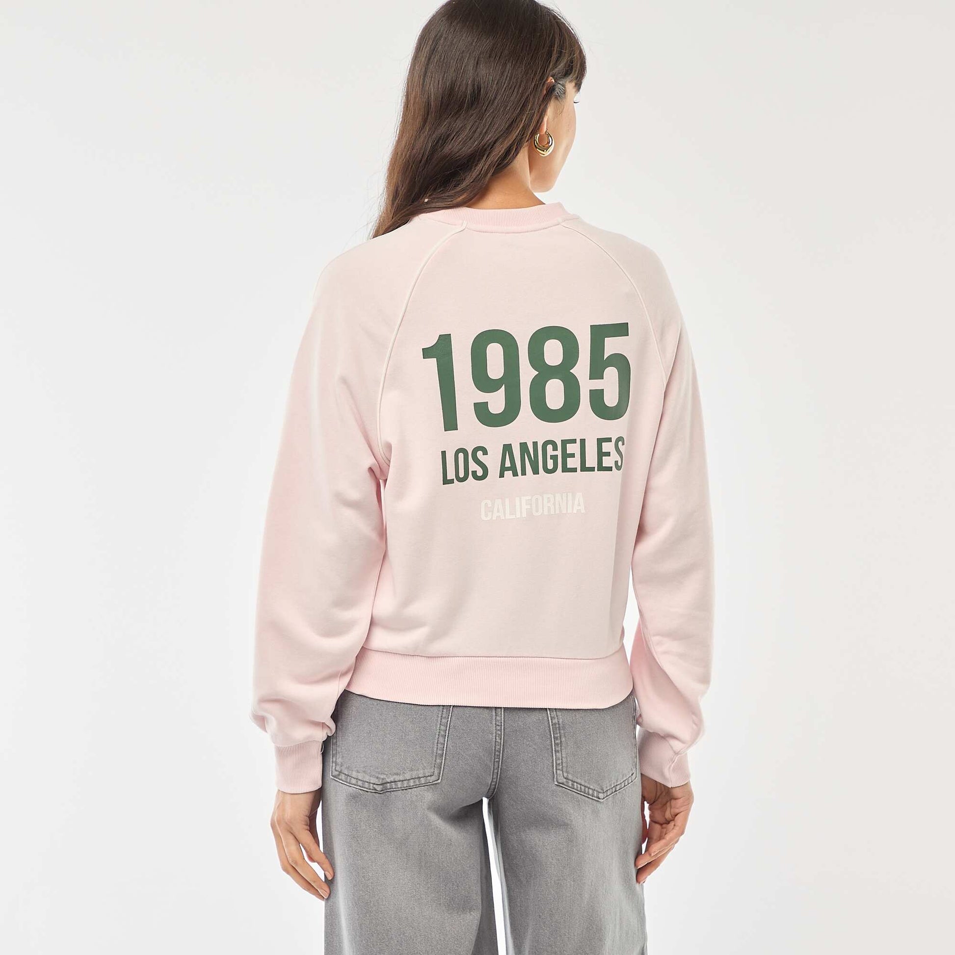 Sweat french terry avec bandes contrastées ROSE