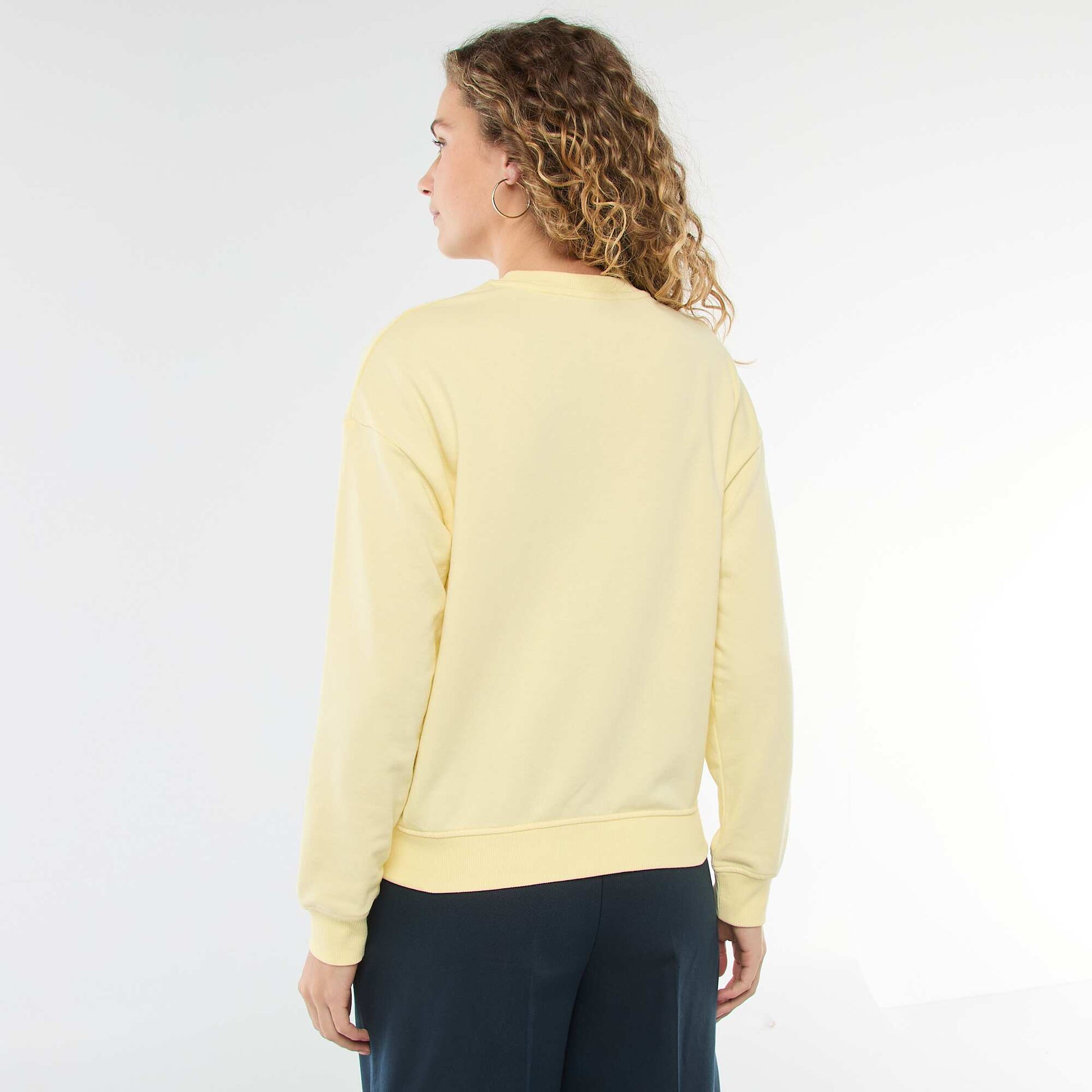 Sweat en molleton léger à imprimé JAUNE