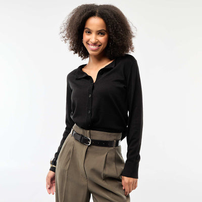 Gilet col rond uni NOIR