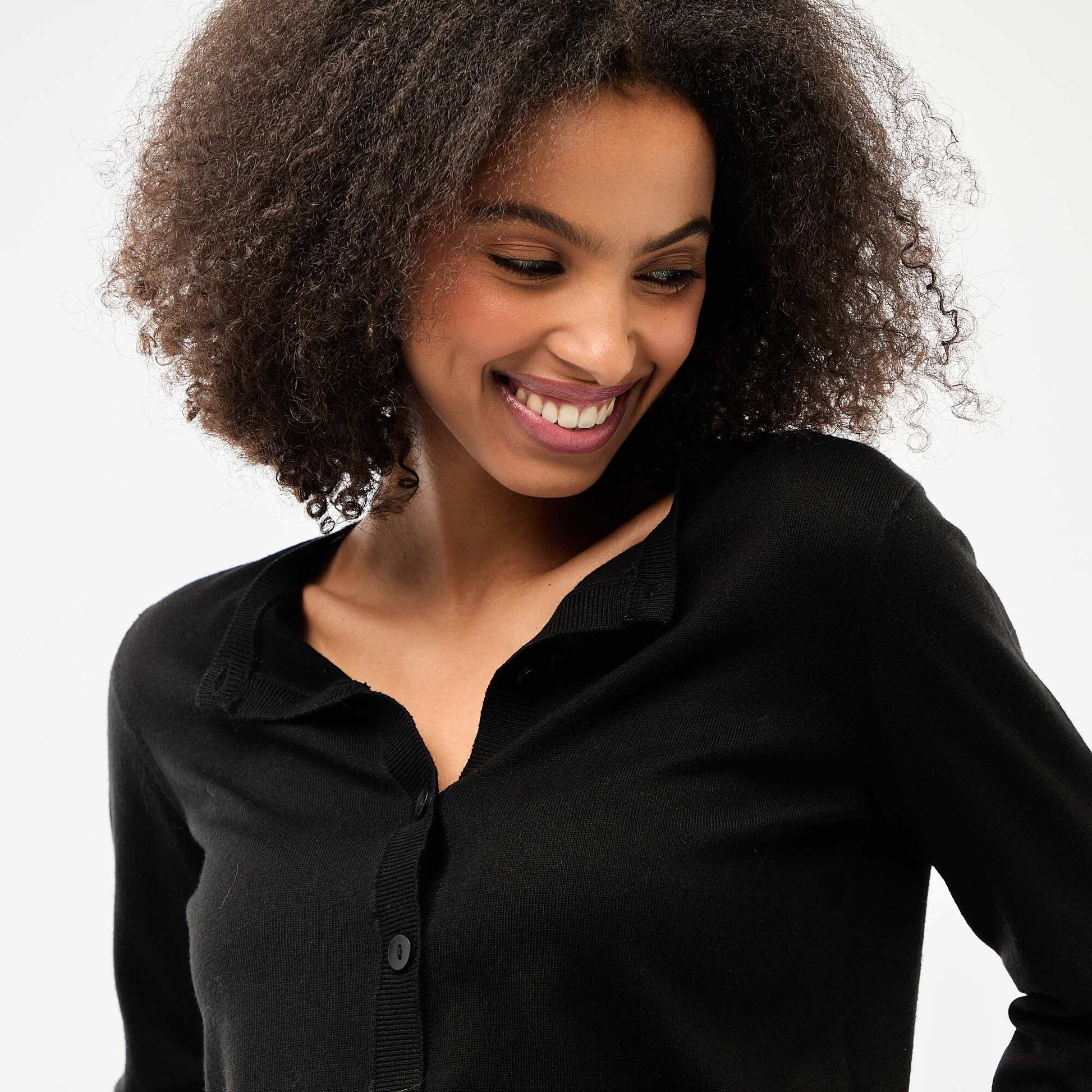 Gilet col rond uni NOIR