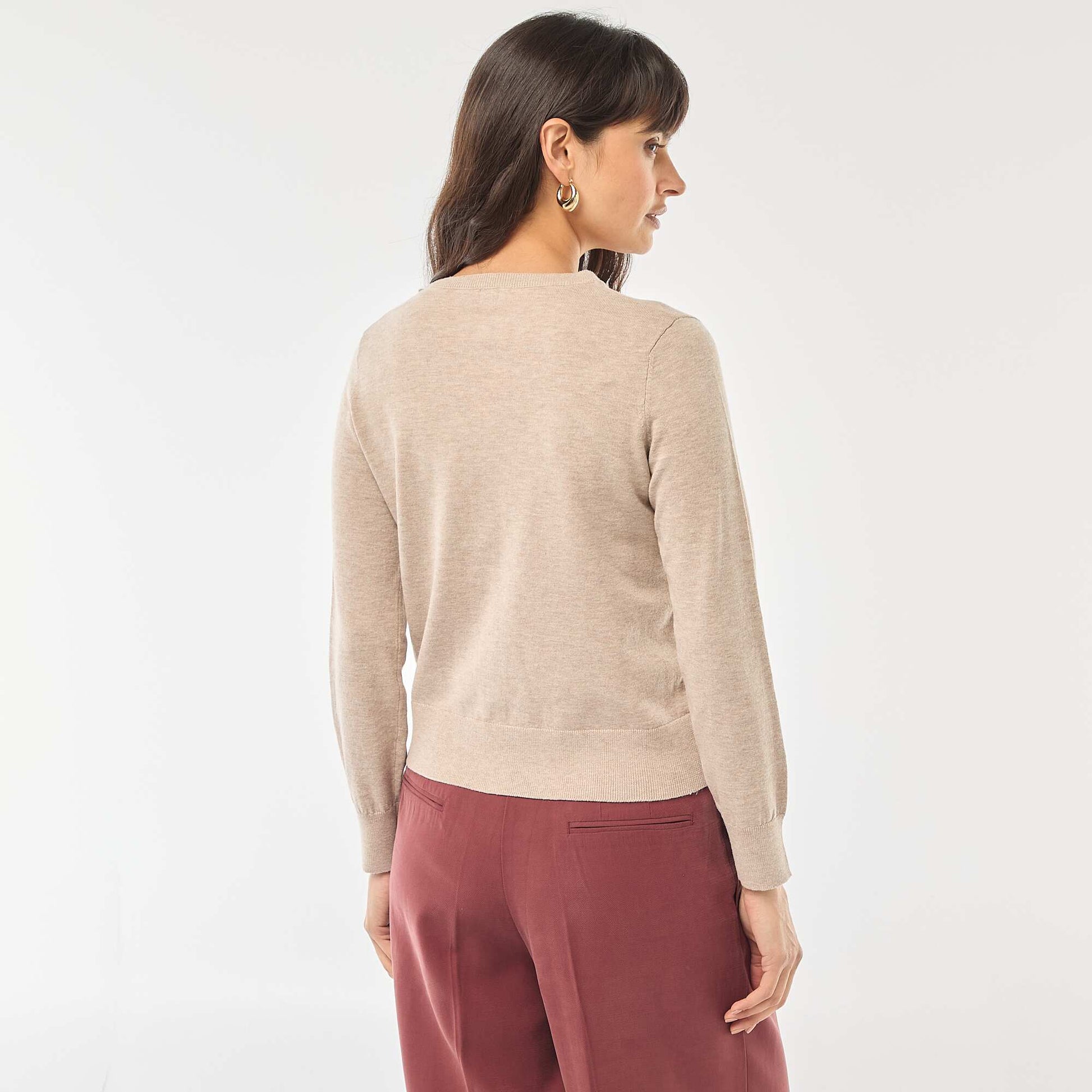 Gilet col rond uni BEIGE