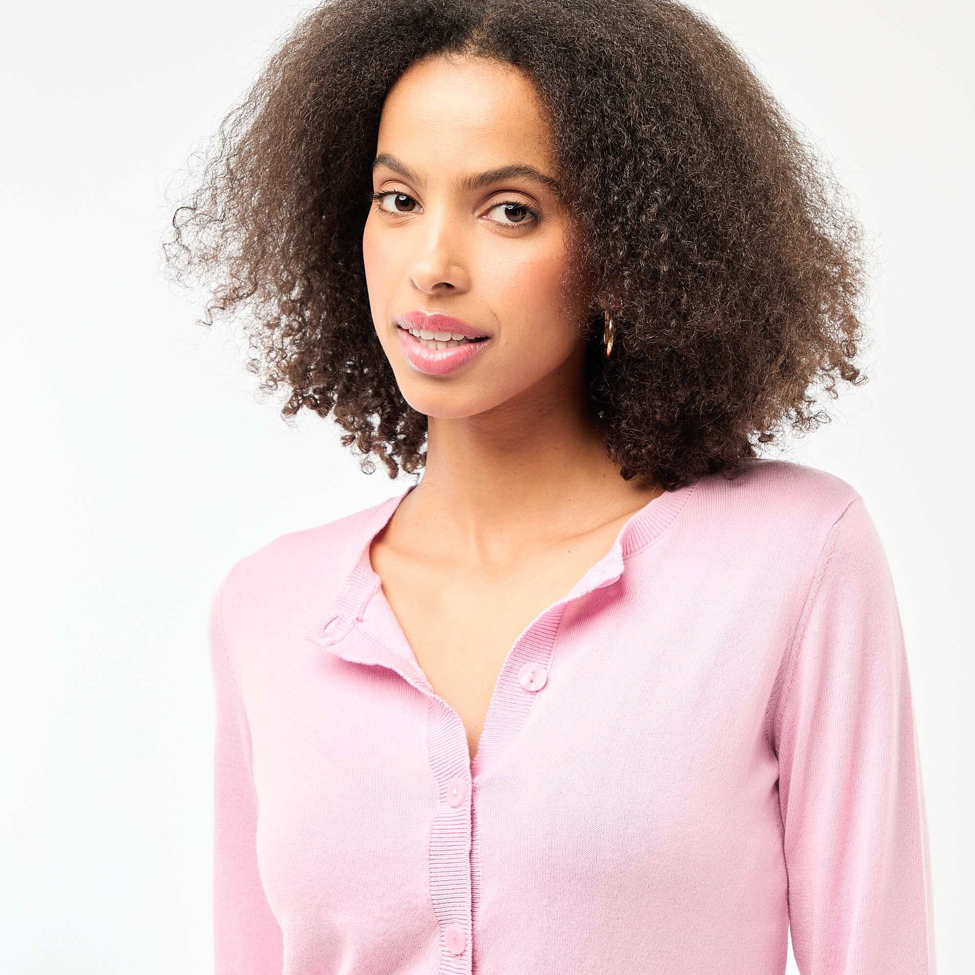Gilet col rond uni ROSE
