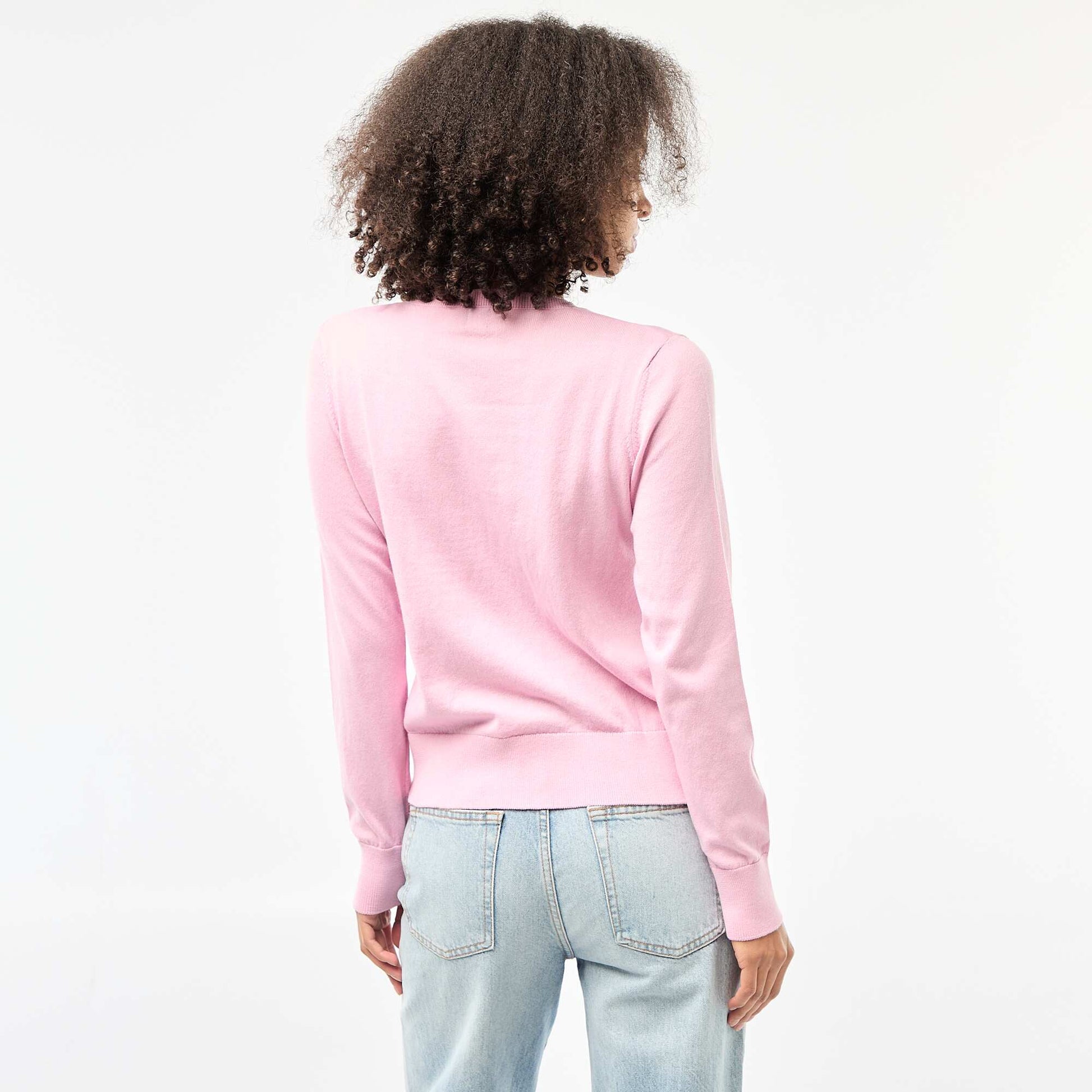 Gilet col rond uni ROSE