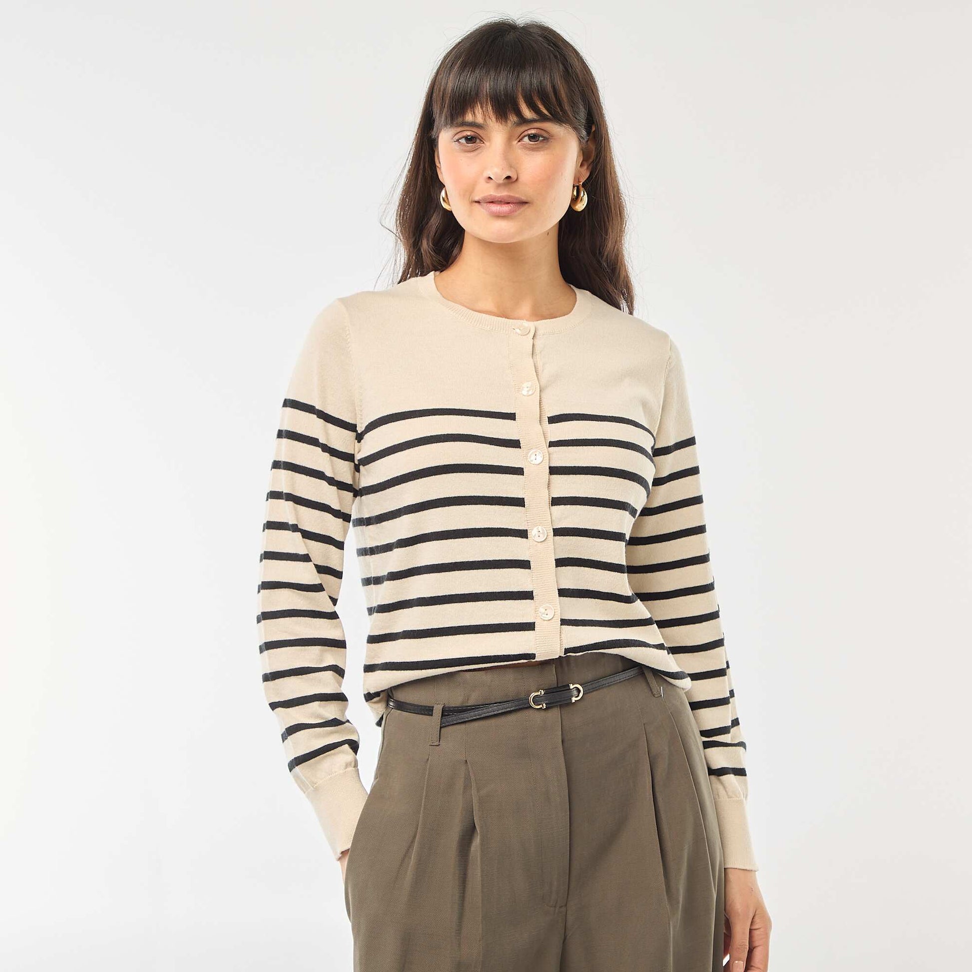 Gilet col rond uni BEIGE