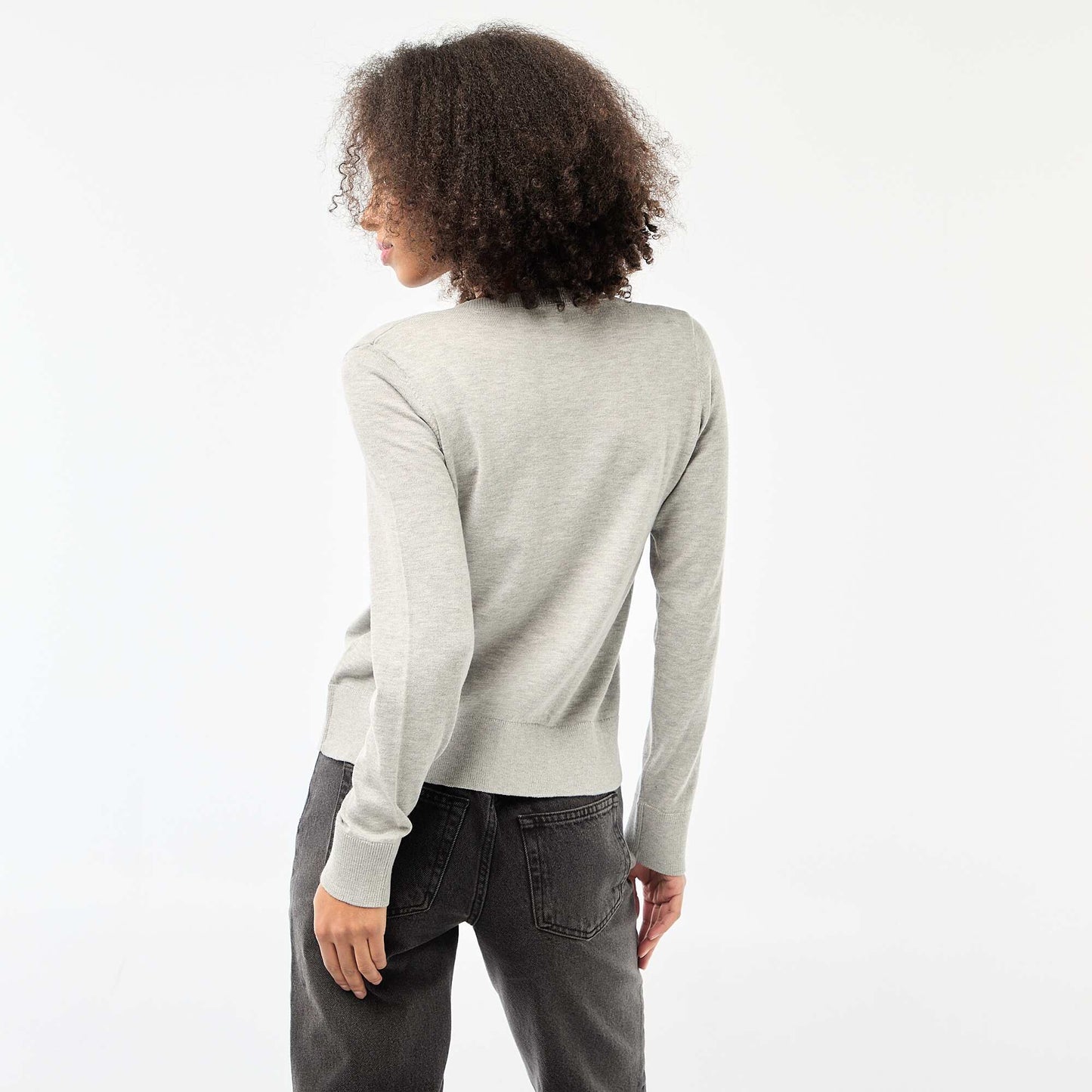 Gilet col rond uni GRIS