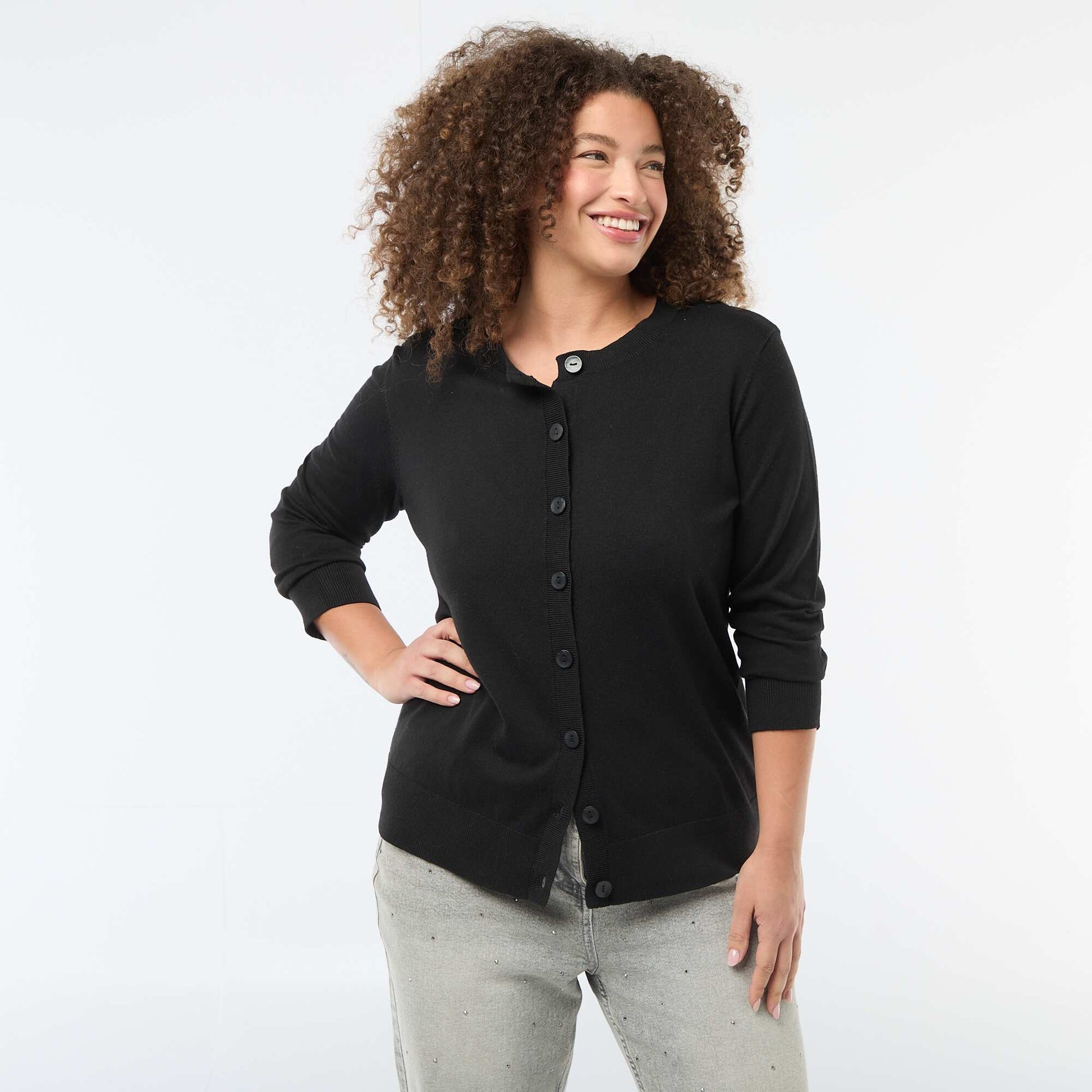 Gilet en maille uni NOIR