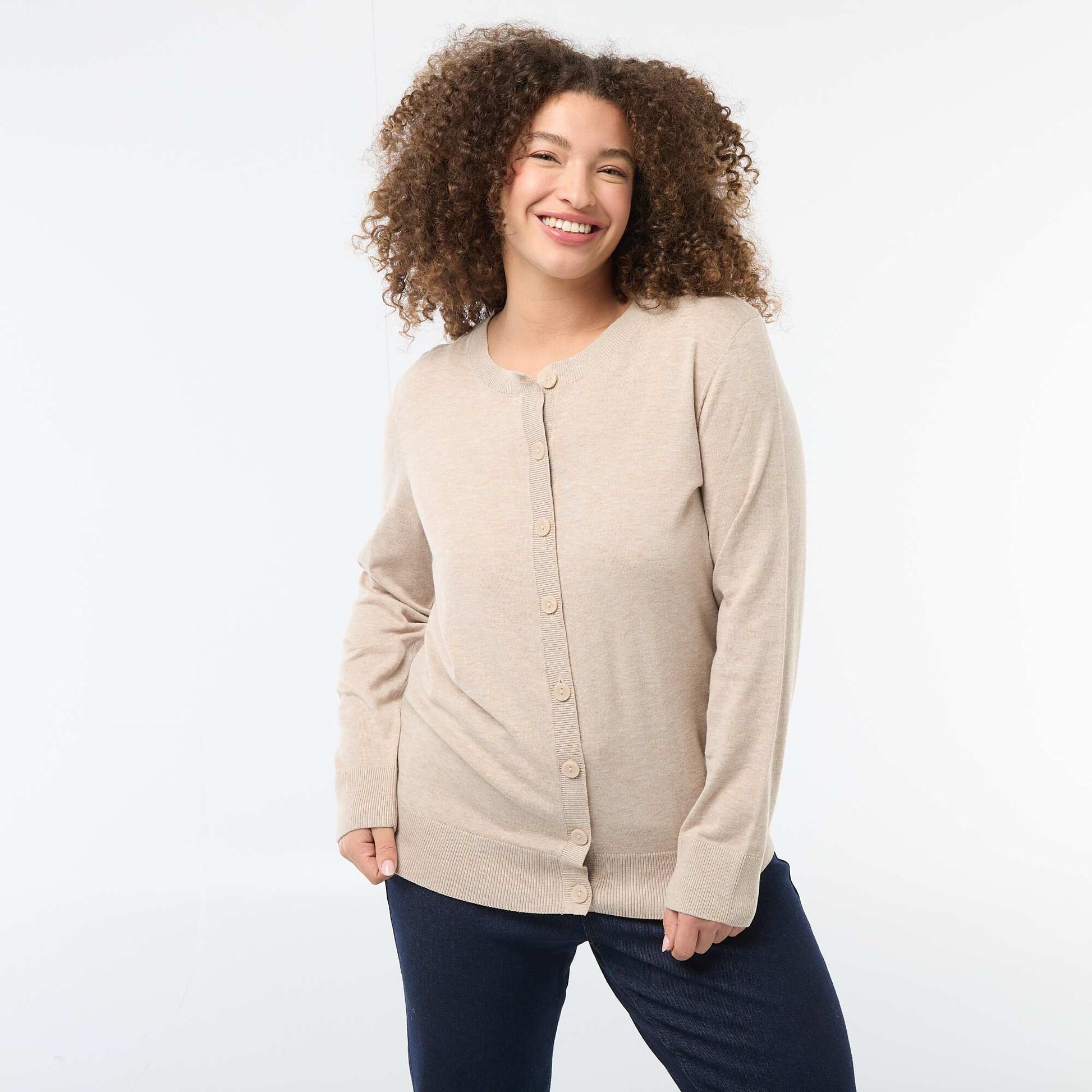 Gilet en maille uni BEIGE