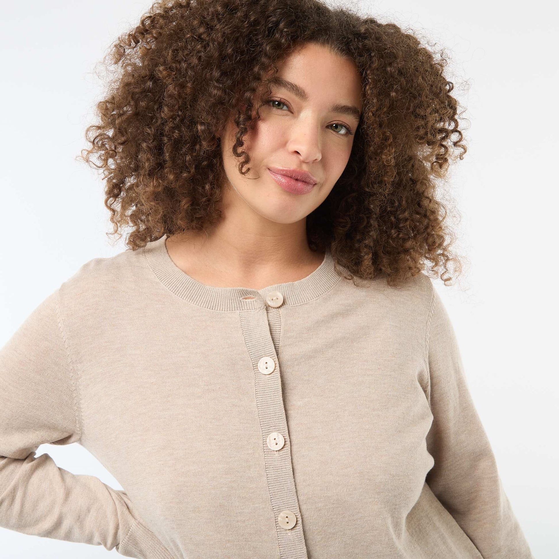 Gilet en maille uni BEIGE