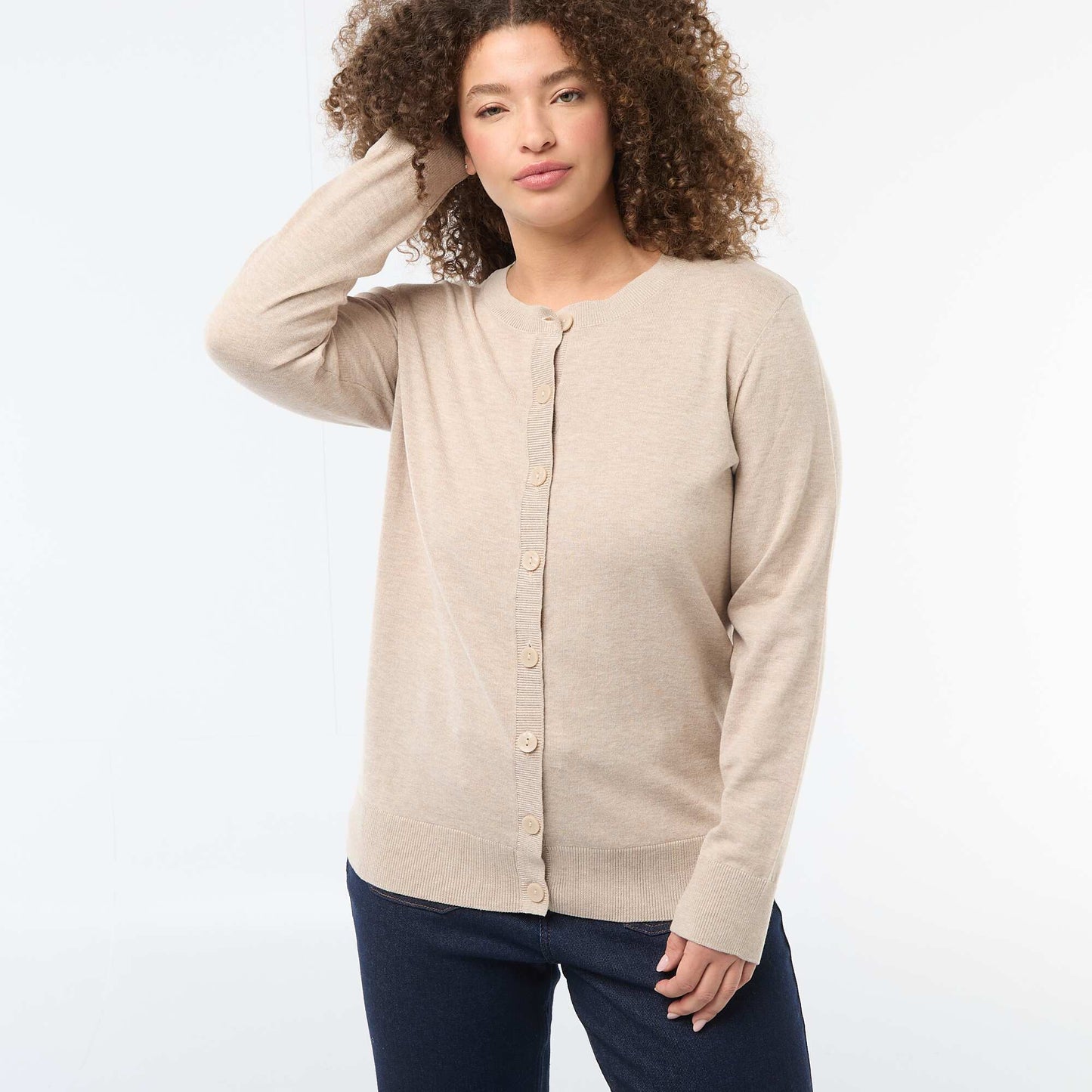 Gilet en maille uni BEIGE
