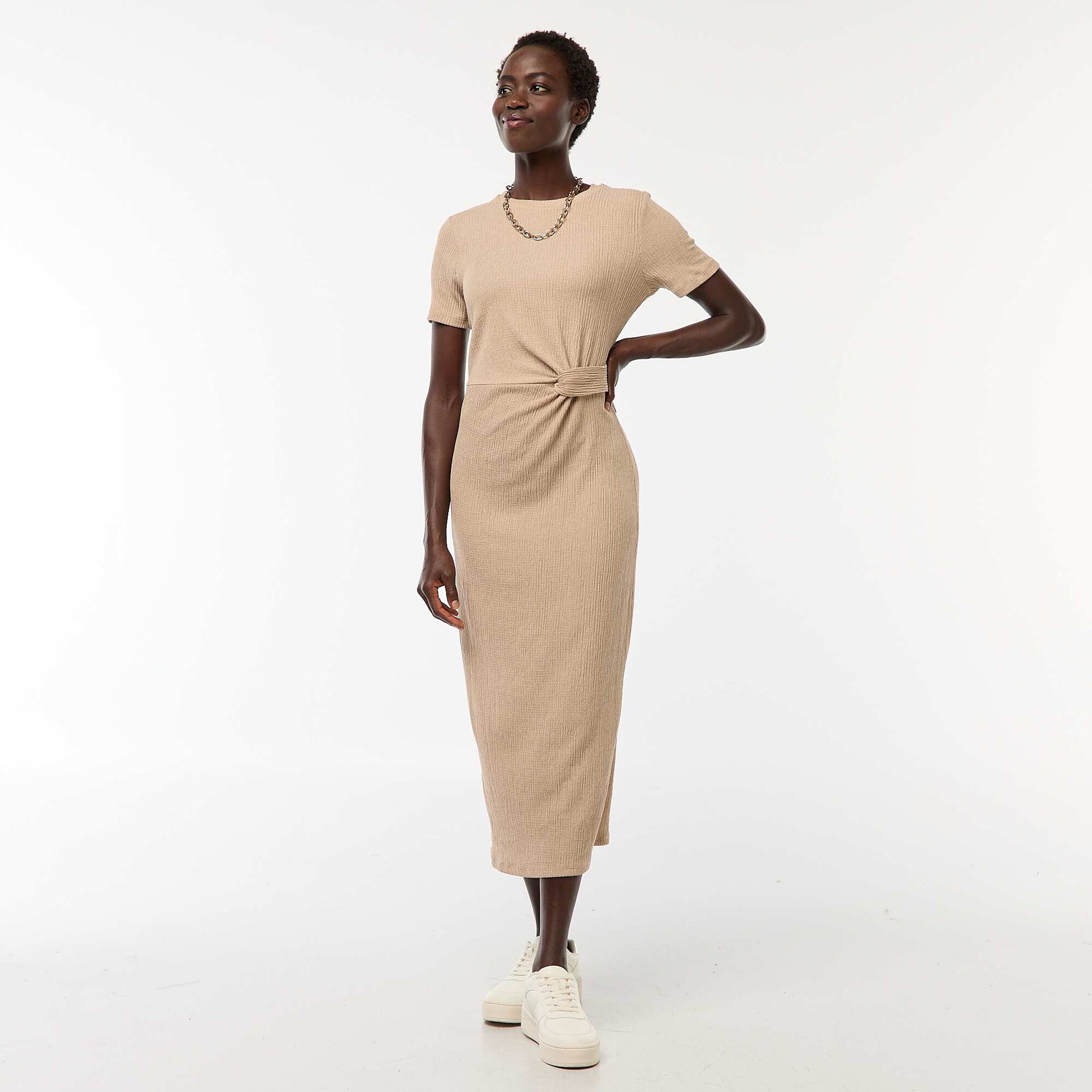 Robe longue twistée à la taille MARRON
