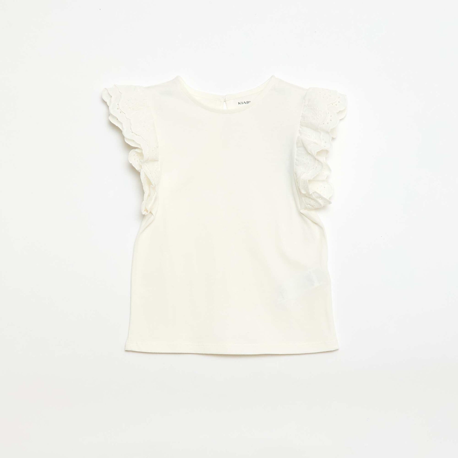 T-shirt à manches courtes en broderies anglaises BLANC