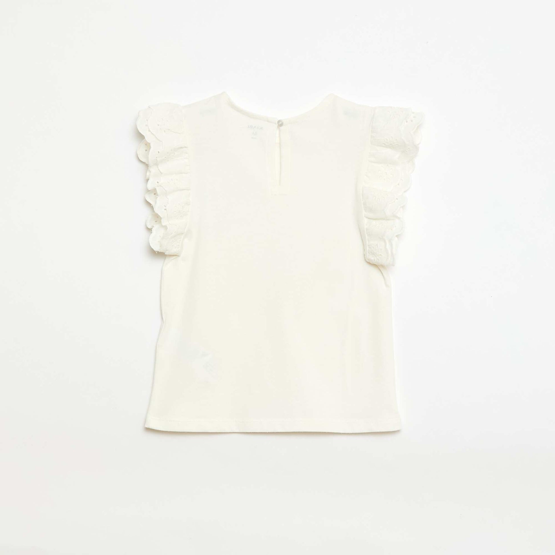 T-shirt à manches courtes en broderies anglaises BLANC