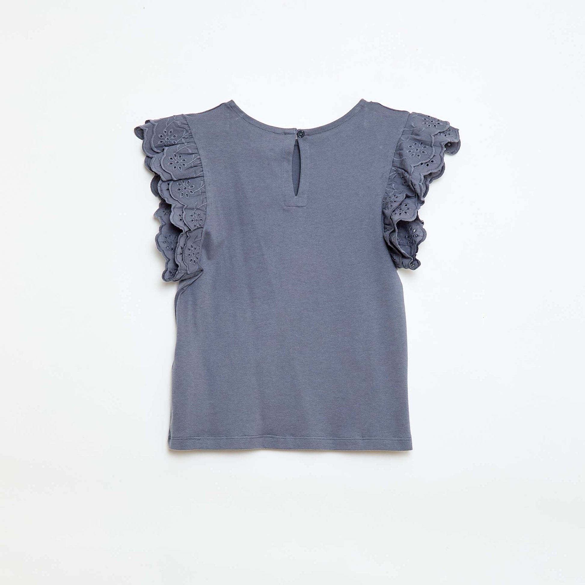 T-shirt à manches courtes en broderies anglaises GRIS