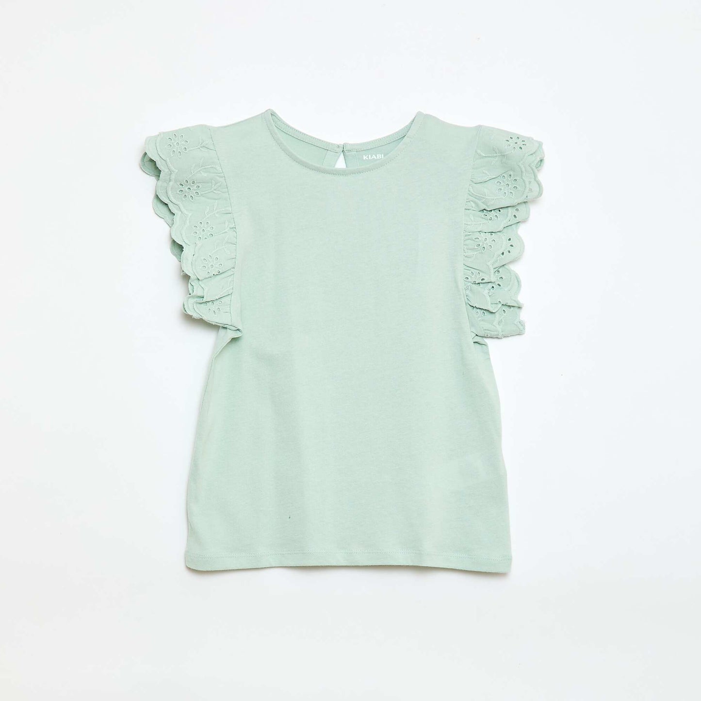 T-shirt à manches courtes en broderies anglaises BLEU