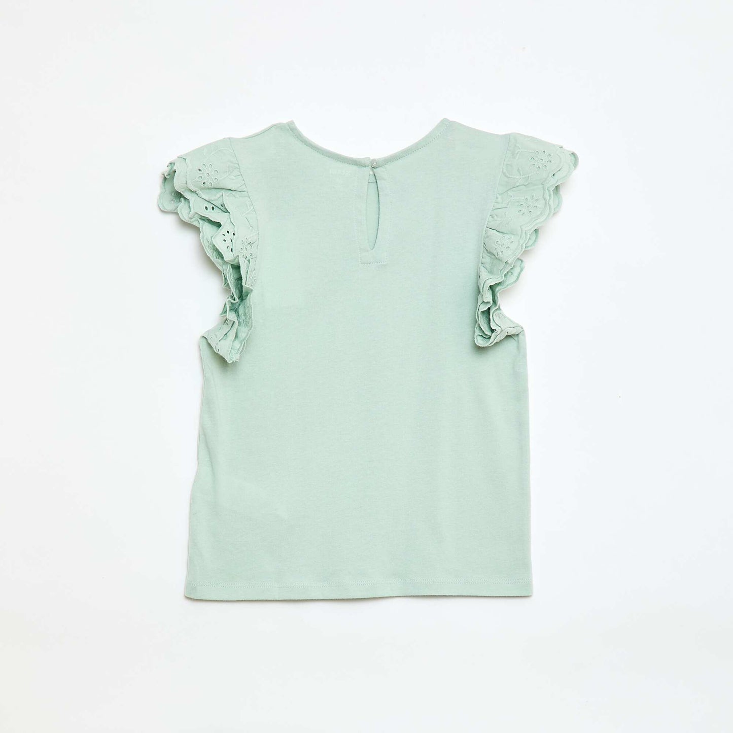 T-shirt à manches courtes en broderies anglaises BLEU